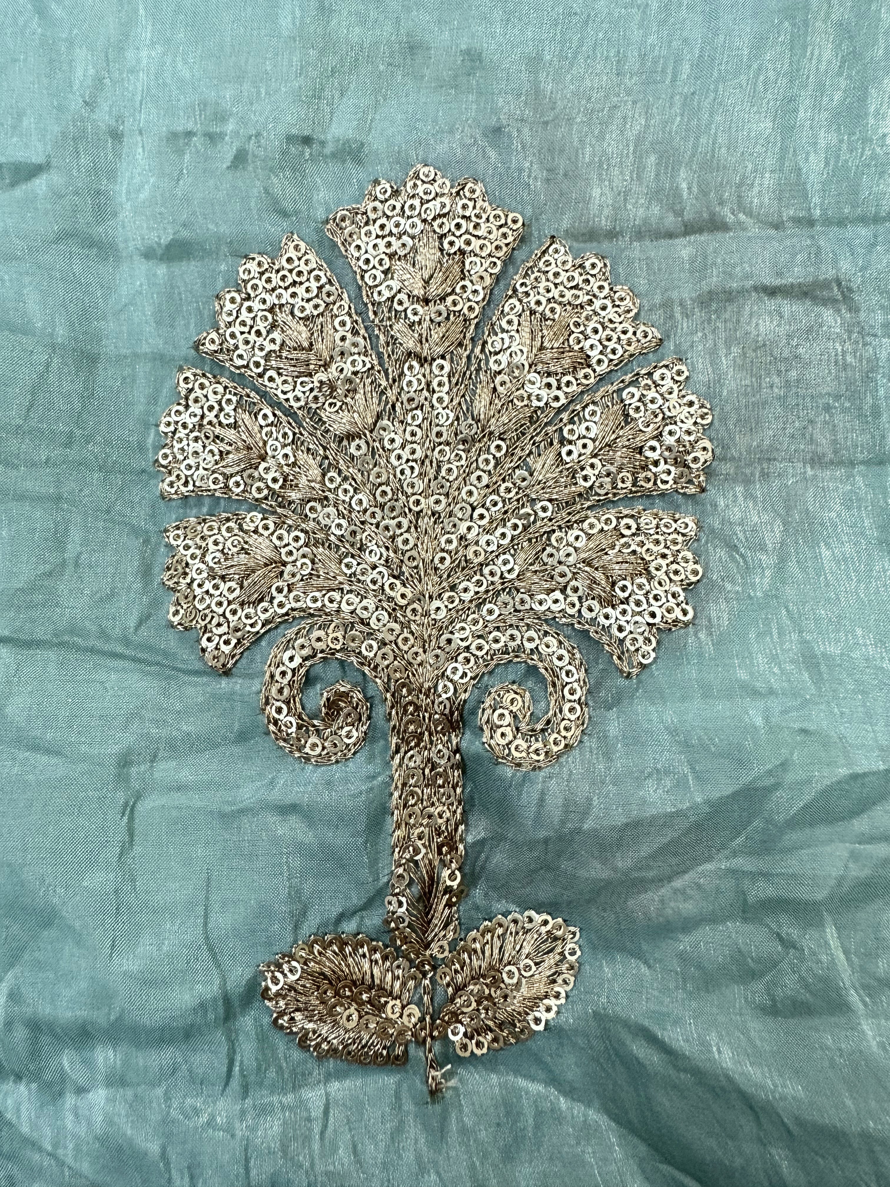 Soft Tissue with Zardozi work on neck