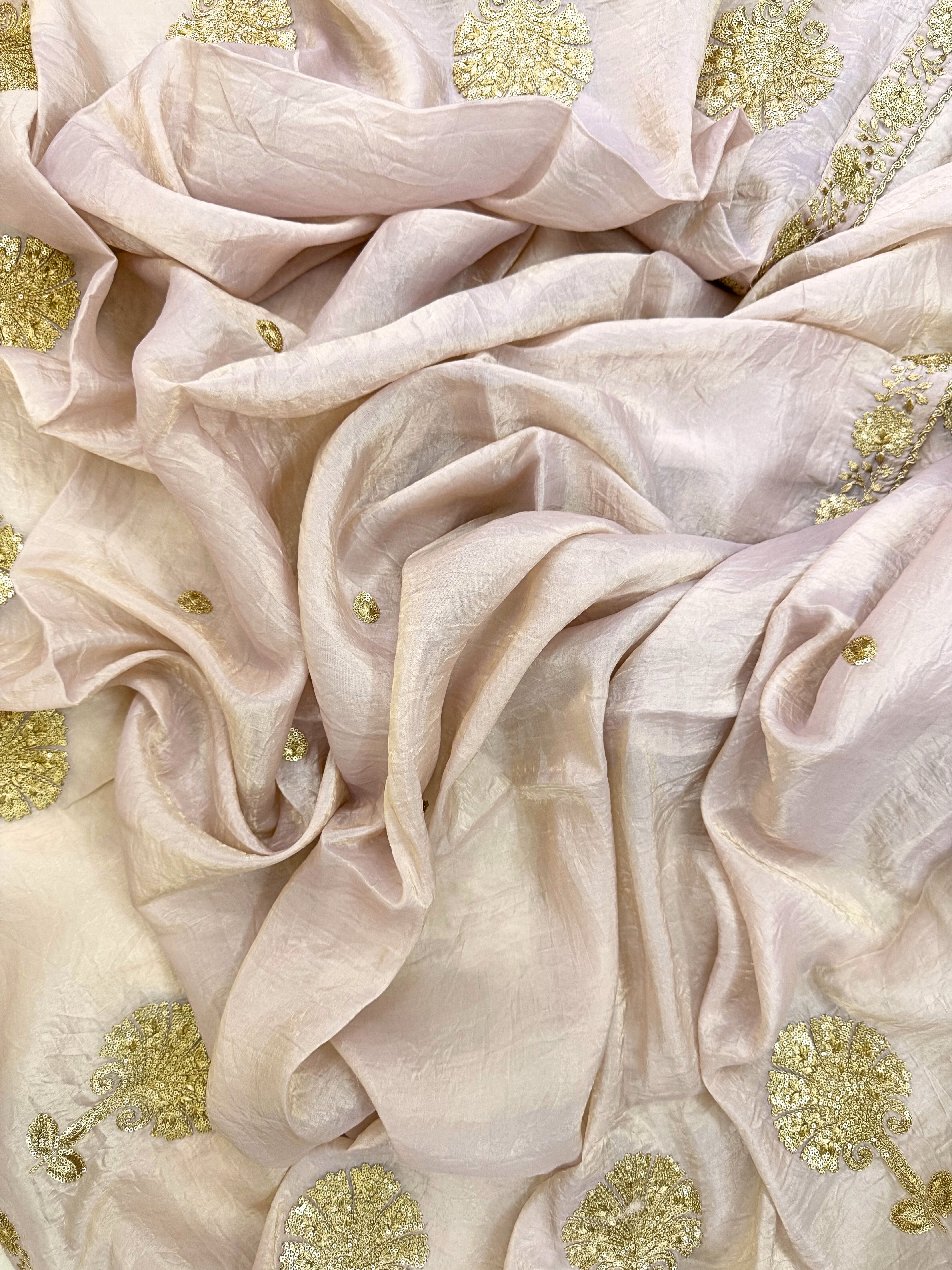 Soft Tissue with Zardozi work on neck