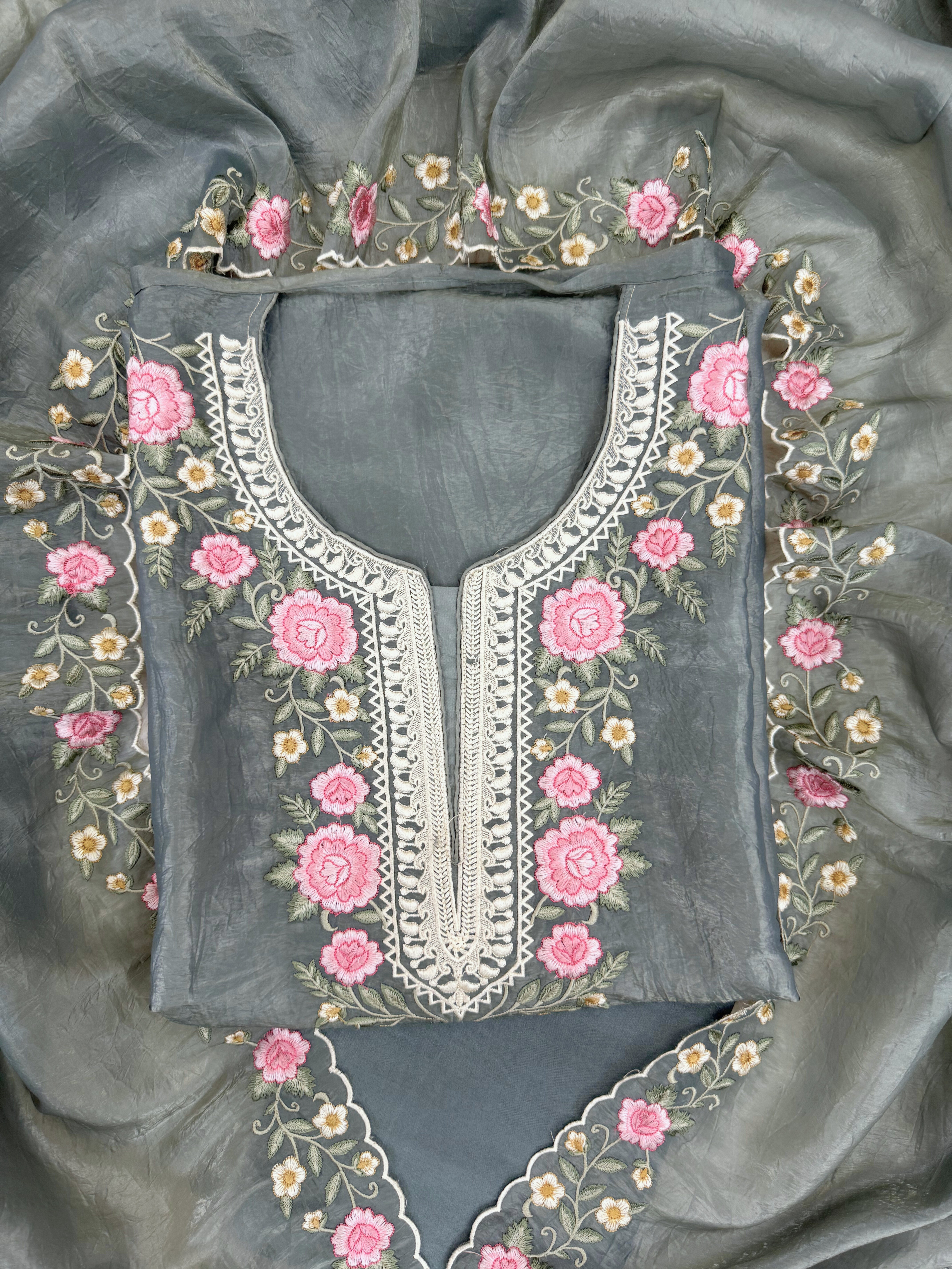 Slate Grey Unstitched suit on Tissue Fabric