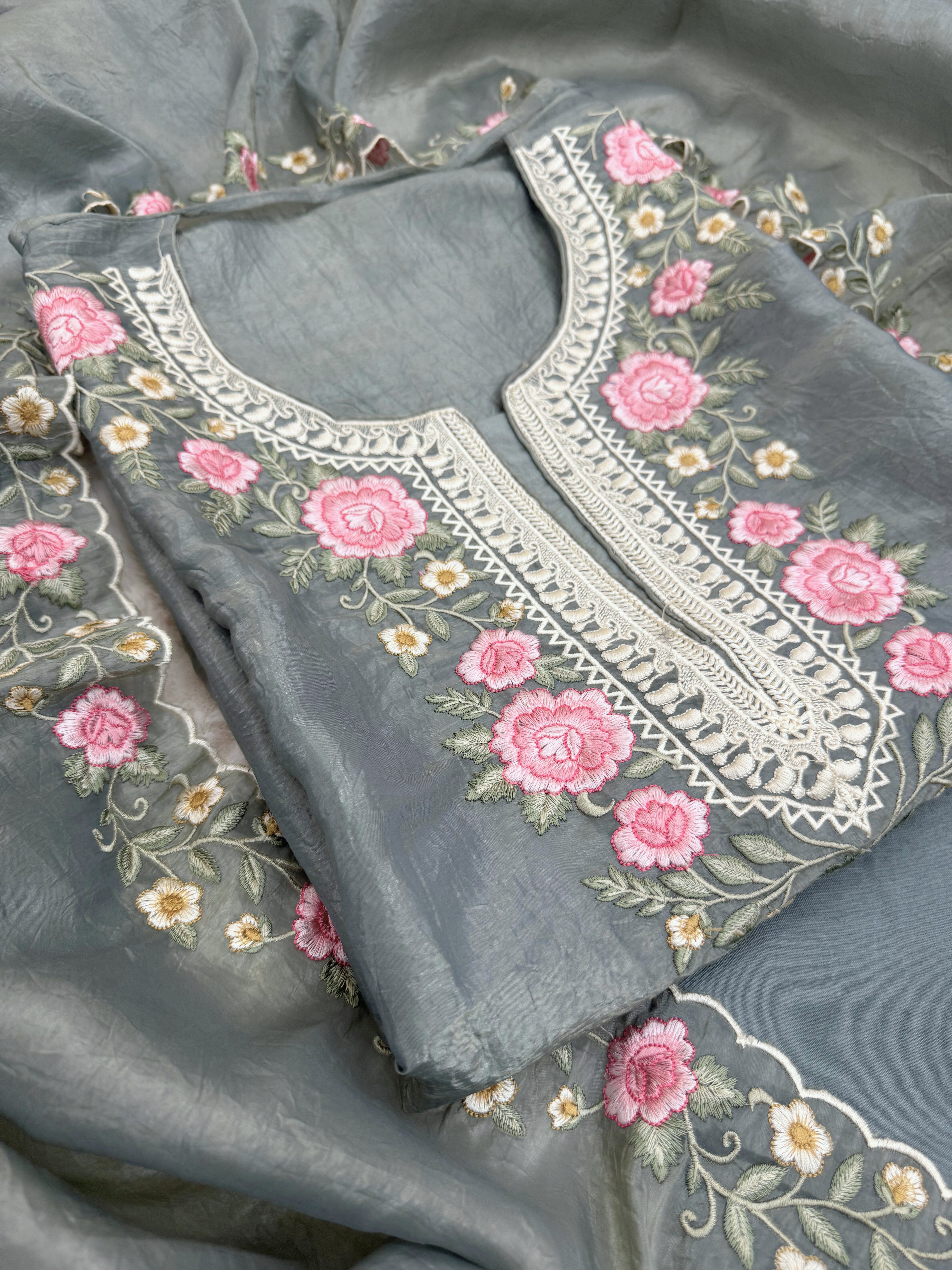 Slate Grey Unstitched suit on Tissue Fabric