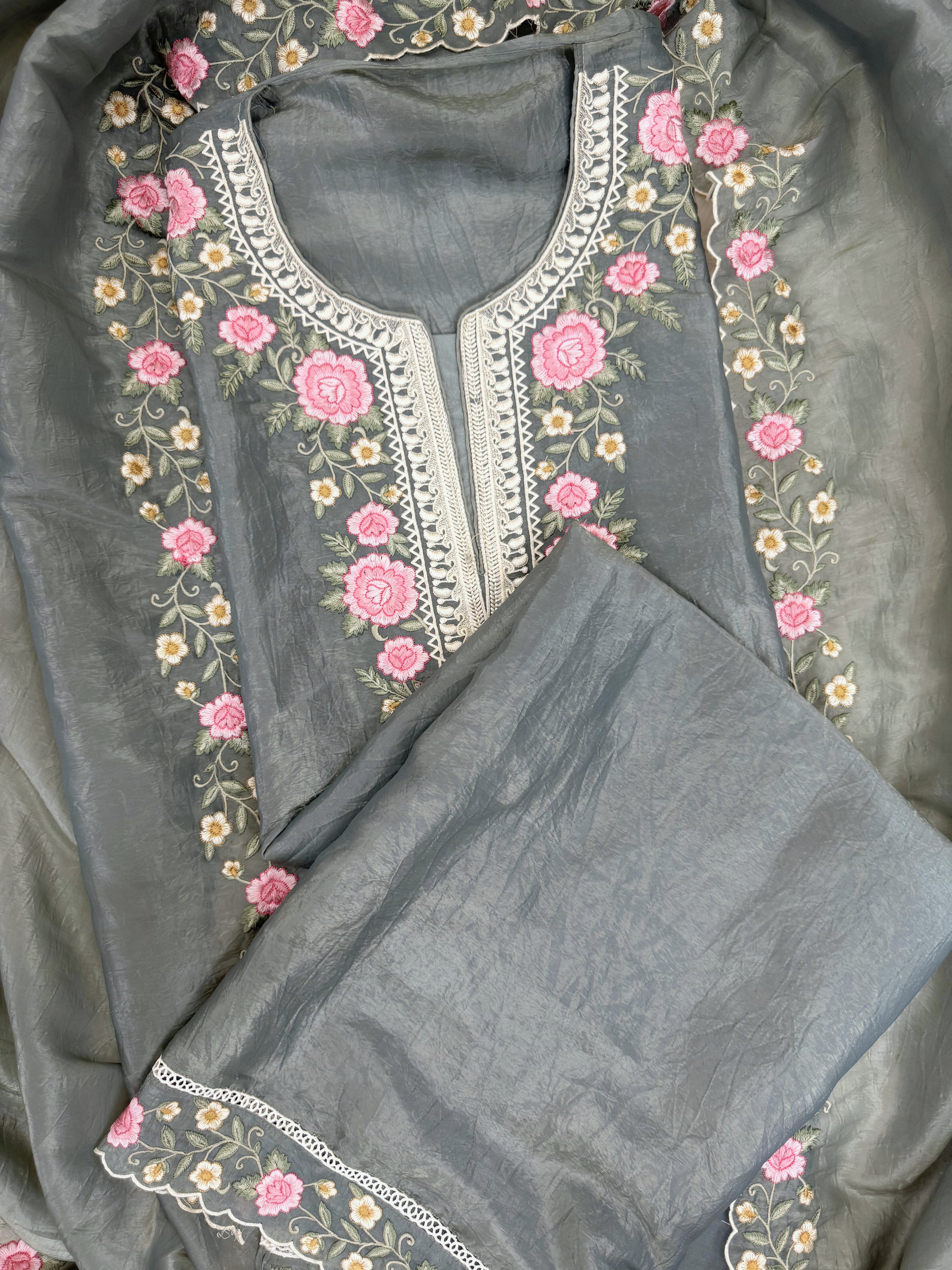 Slate Grey Unstitched suit on Tissue Fabric