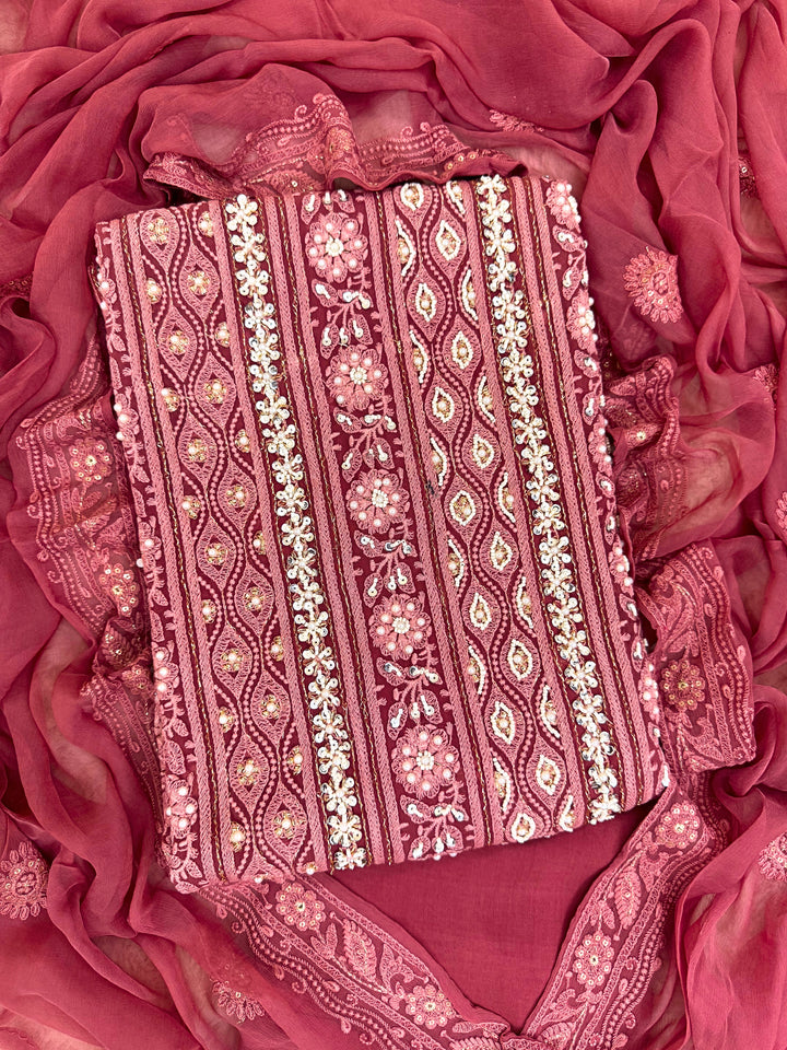 Royal Bloom: Maroon Embroidered Suit with Sequin & Mirror Accents