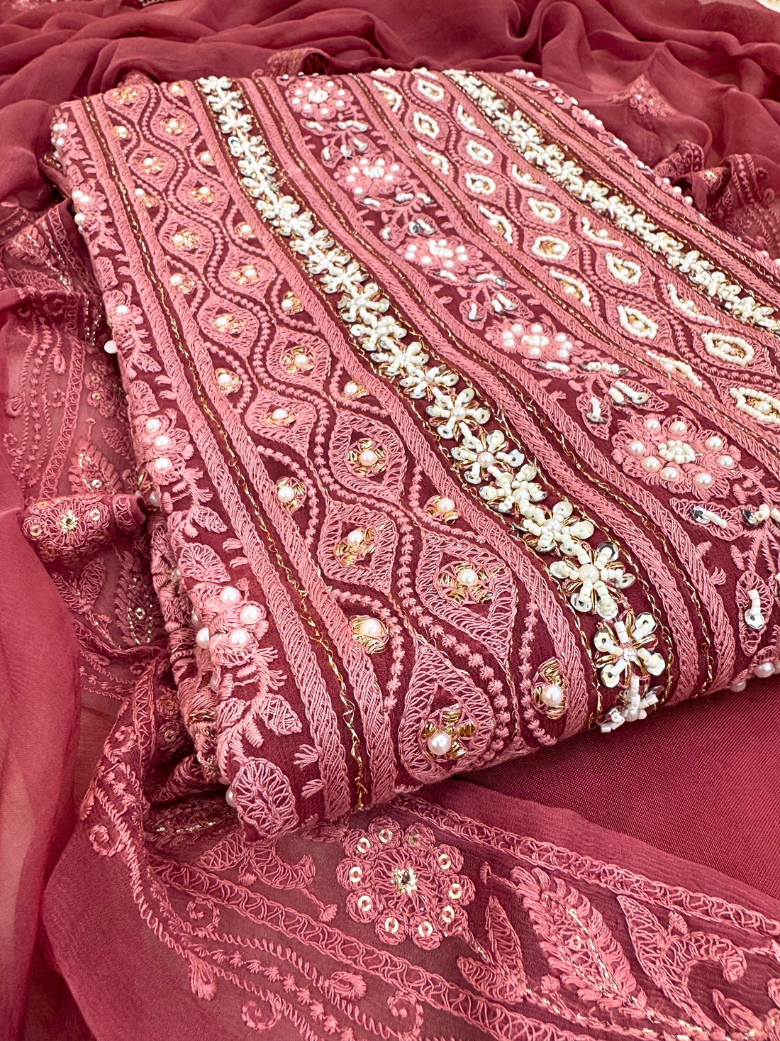 Royal Bloom: Maroon Embroidered Suit with Sequin & Mirror Accents