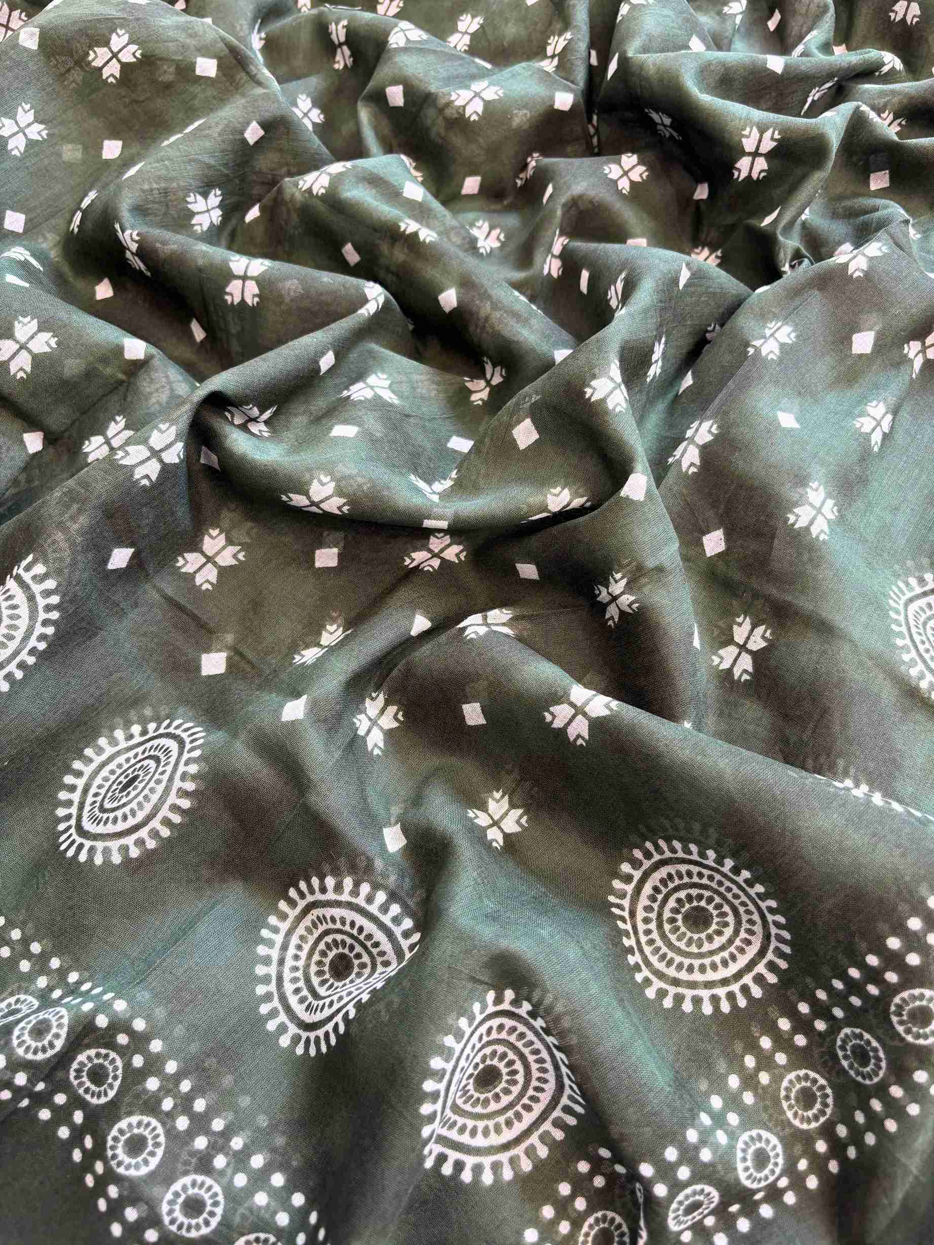 Cotton with lace work unstitched suit- The Zareesh