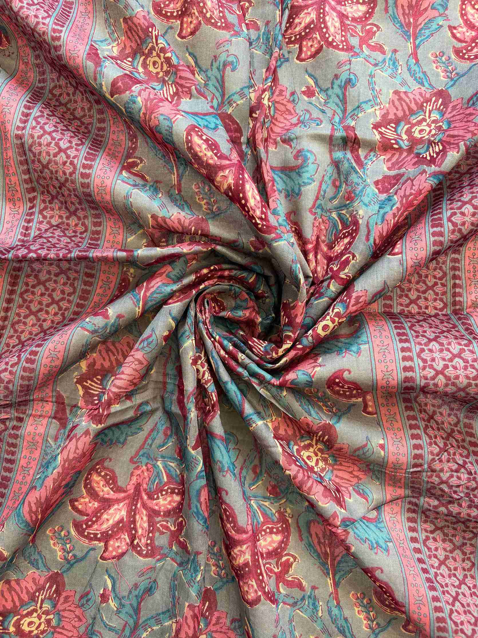 Cotton with lace work unstitched suit- The Zareesh