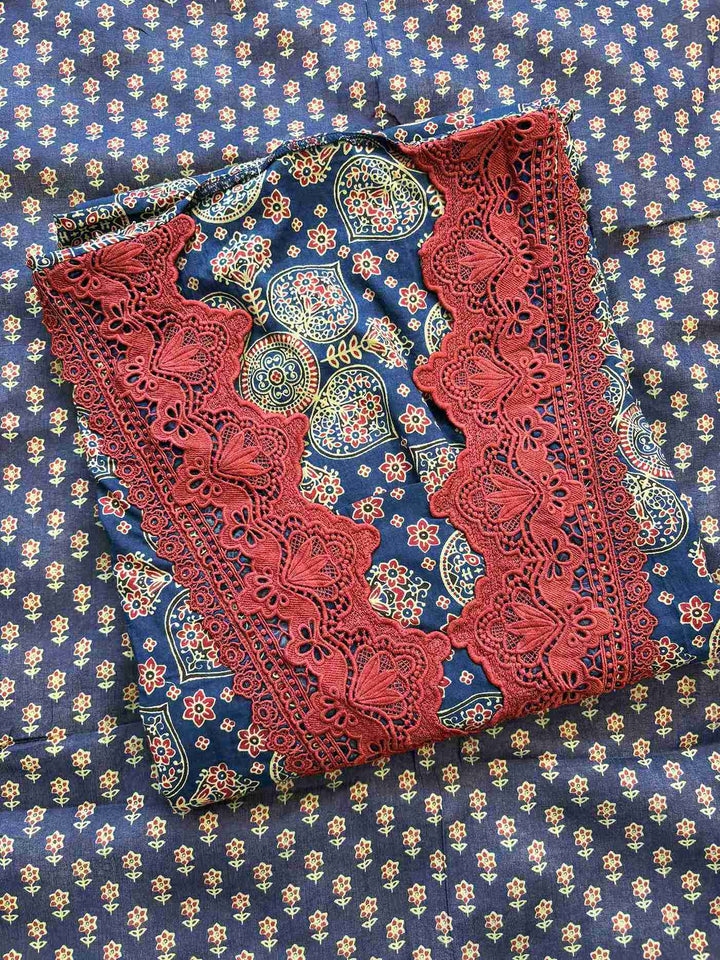 Pure Cotton with lace work unstitched suit- The Zareesh