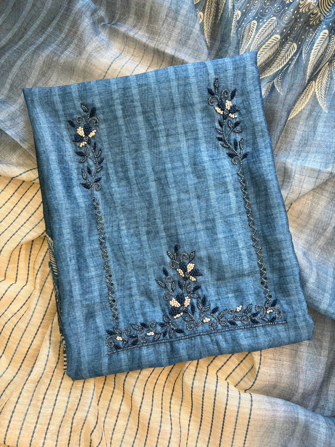 Tussar Art unstitched suit - The Zareesh