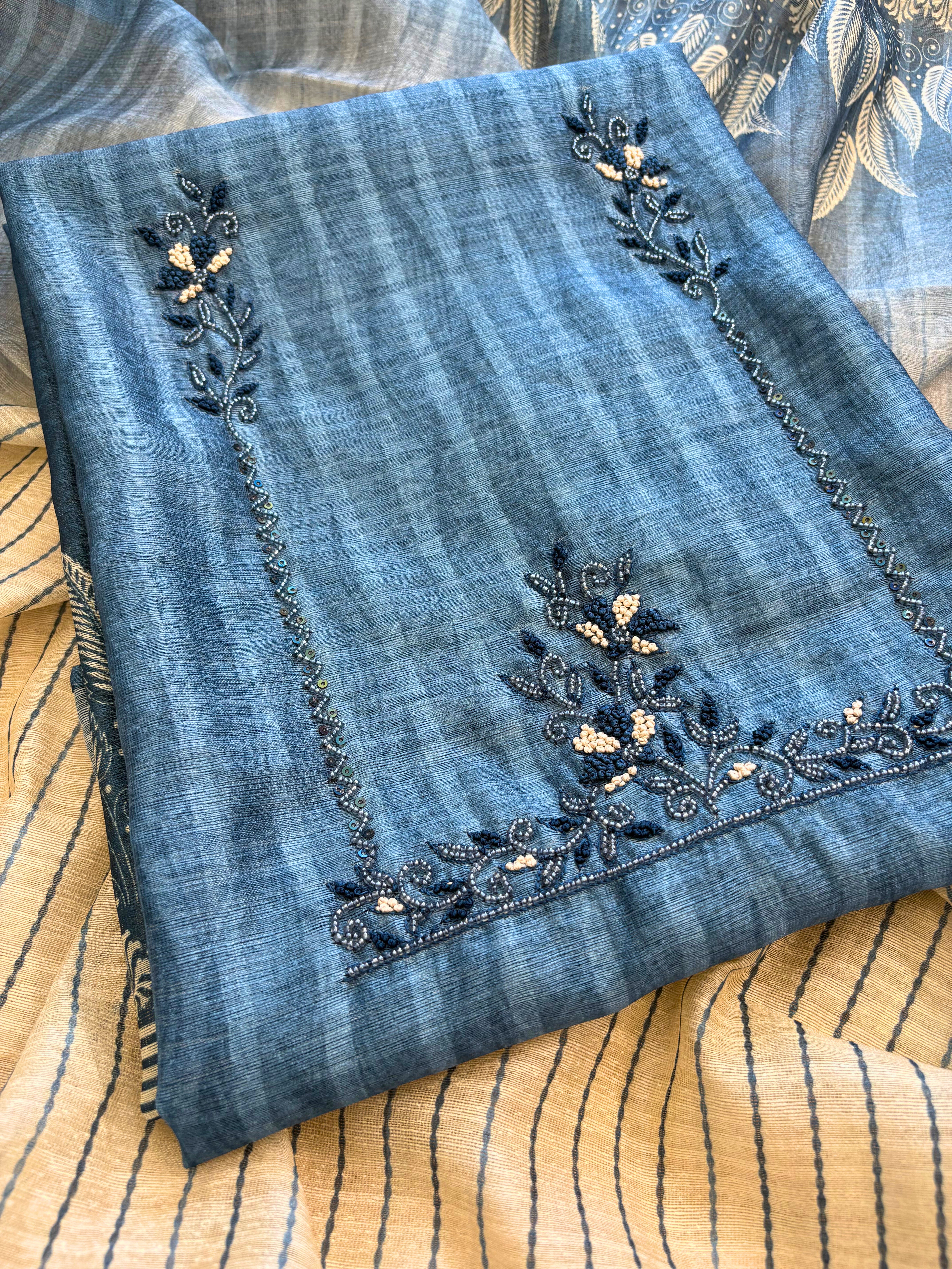 Tussar Art unstitched suit - The Zareesh