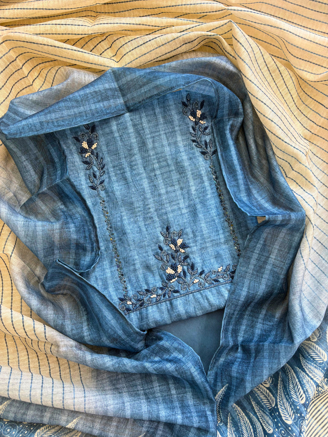 Tussar Art unstitched suit - The Zareesh