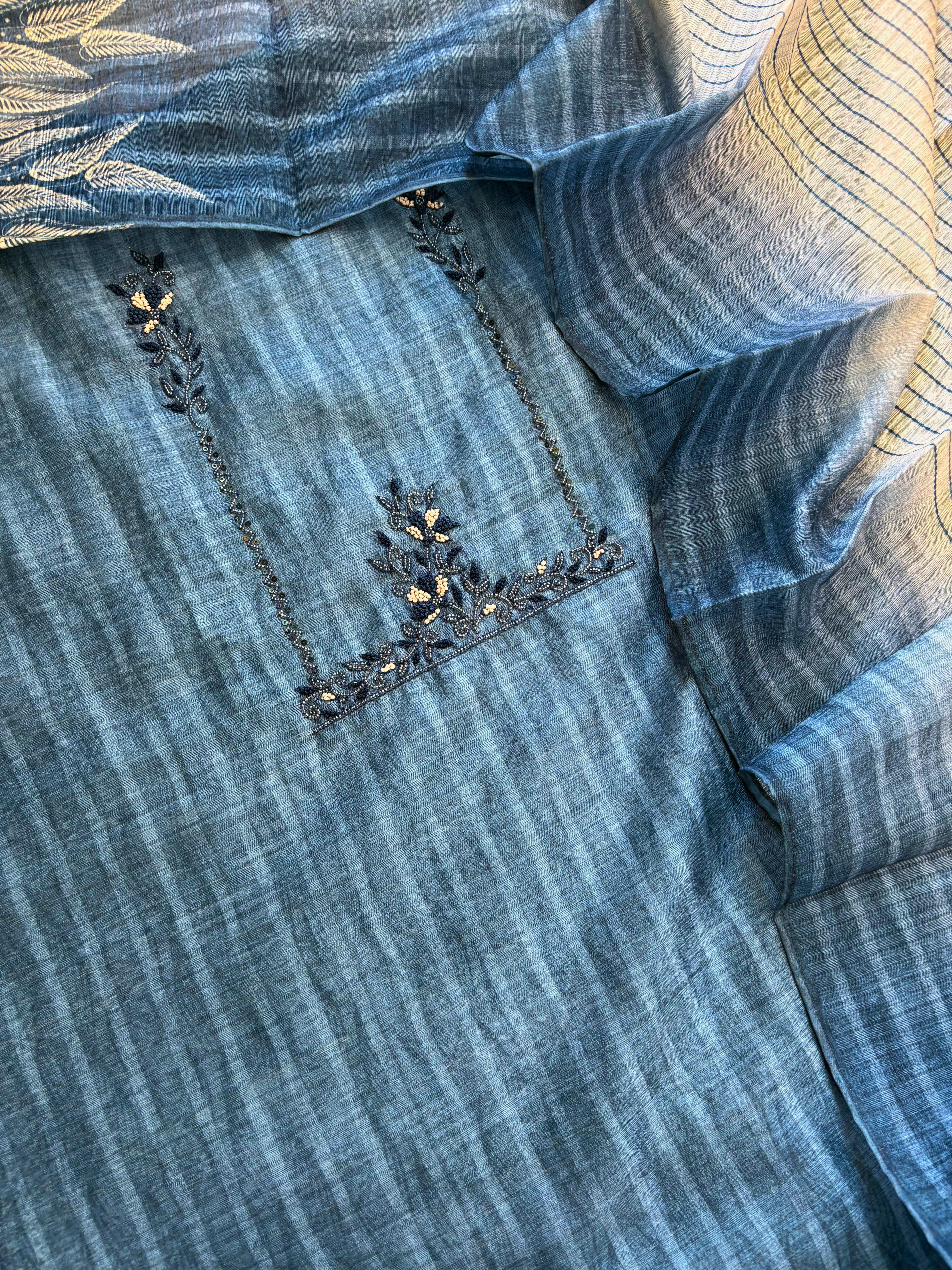 Tussar Art unstitched suit - The Zareesh