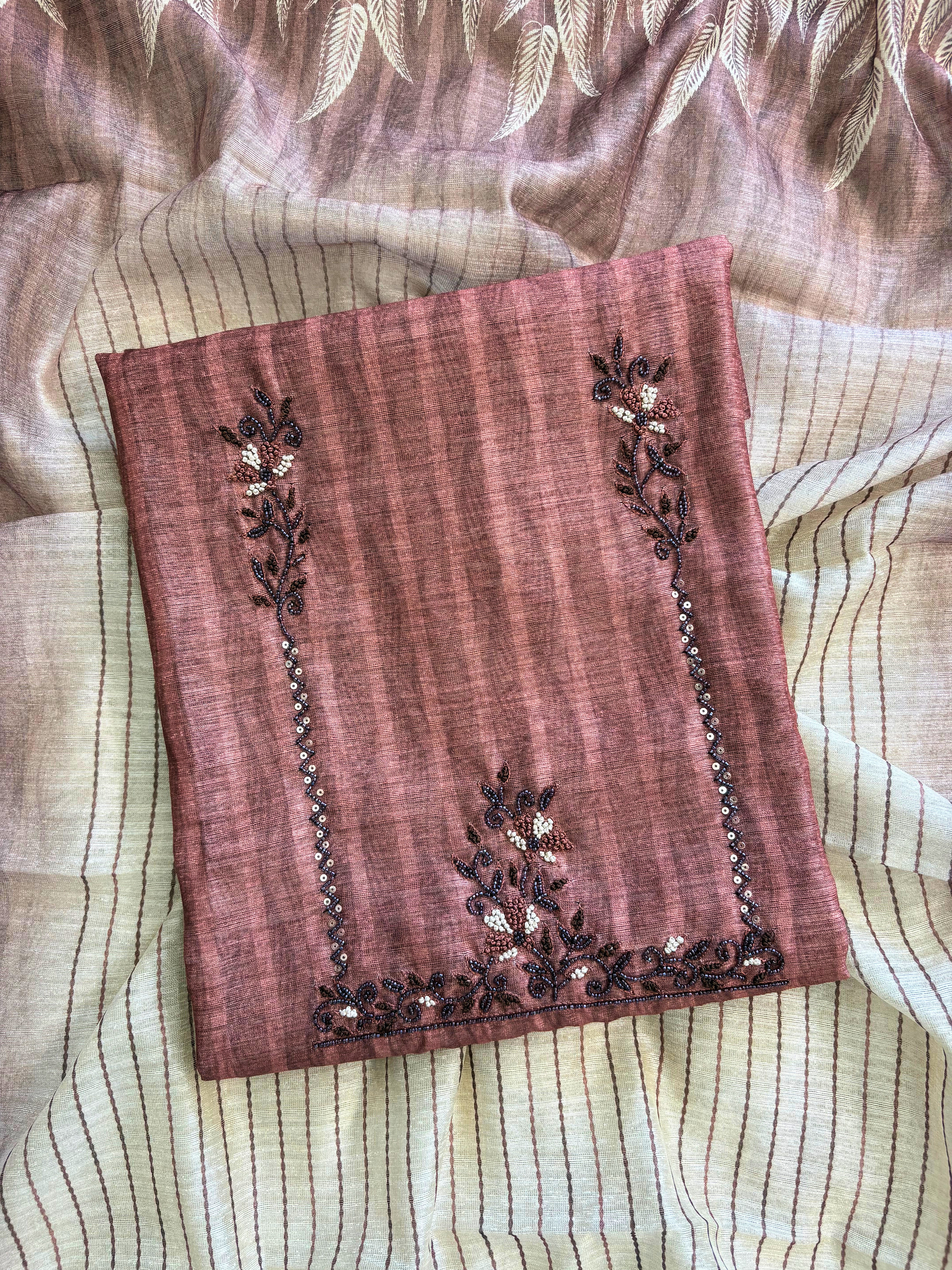 Tussar Art unstitched suit - The Zareesh