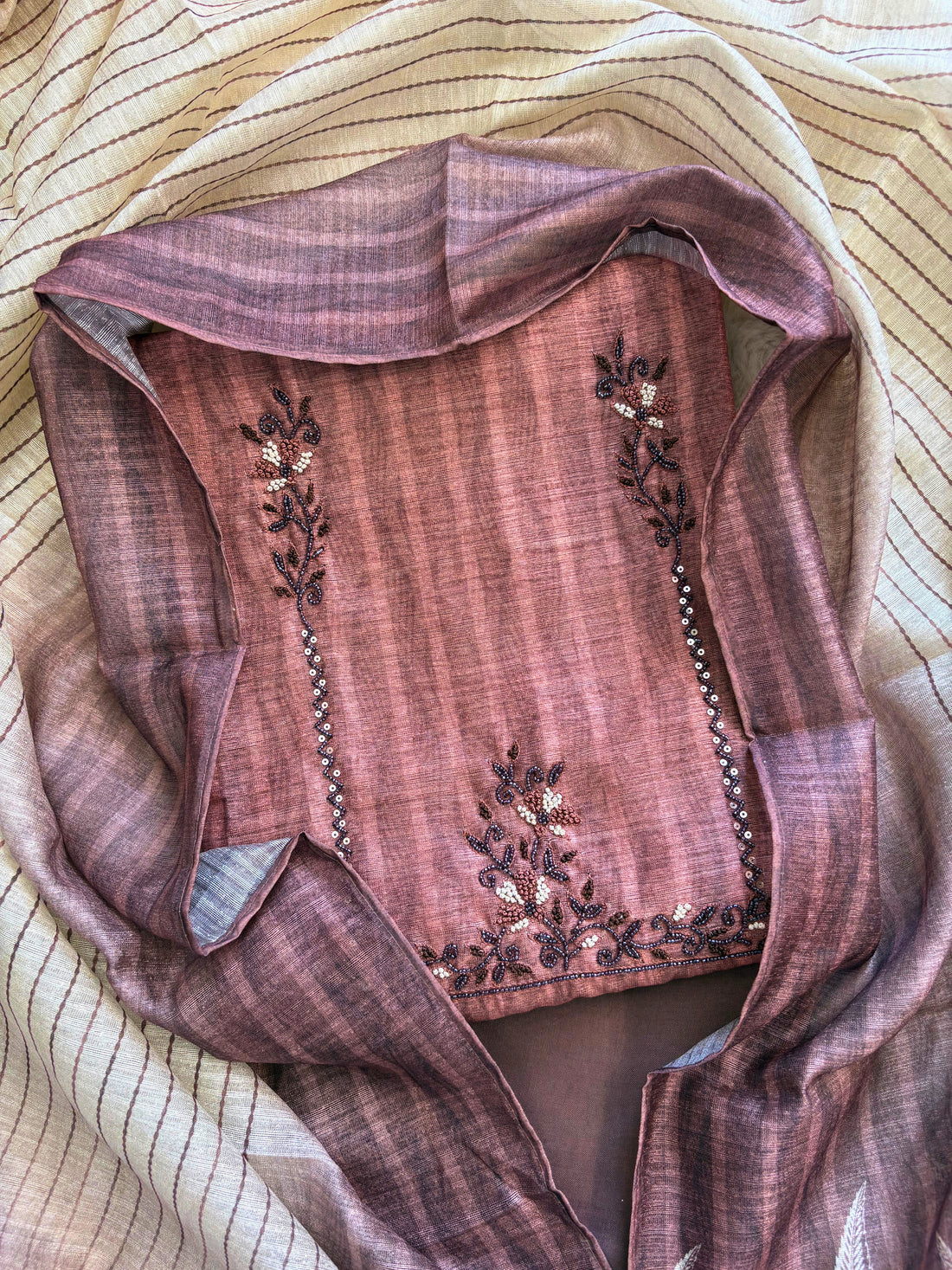 Tussar Art unstitched suit - The Zareesh