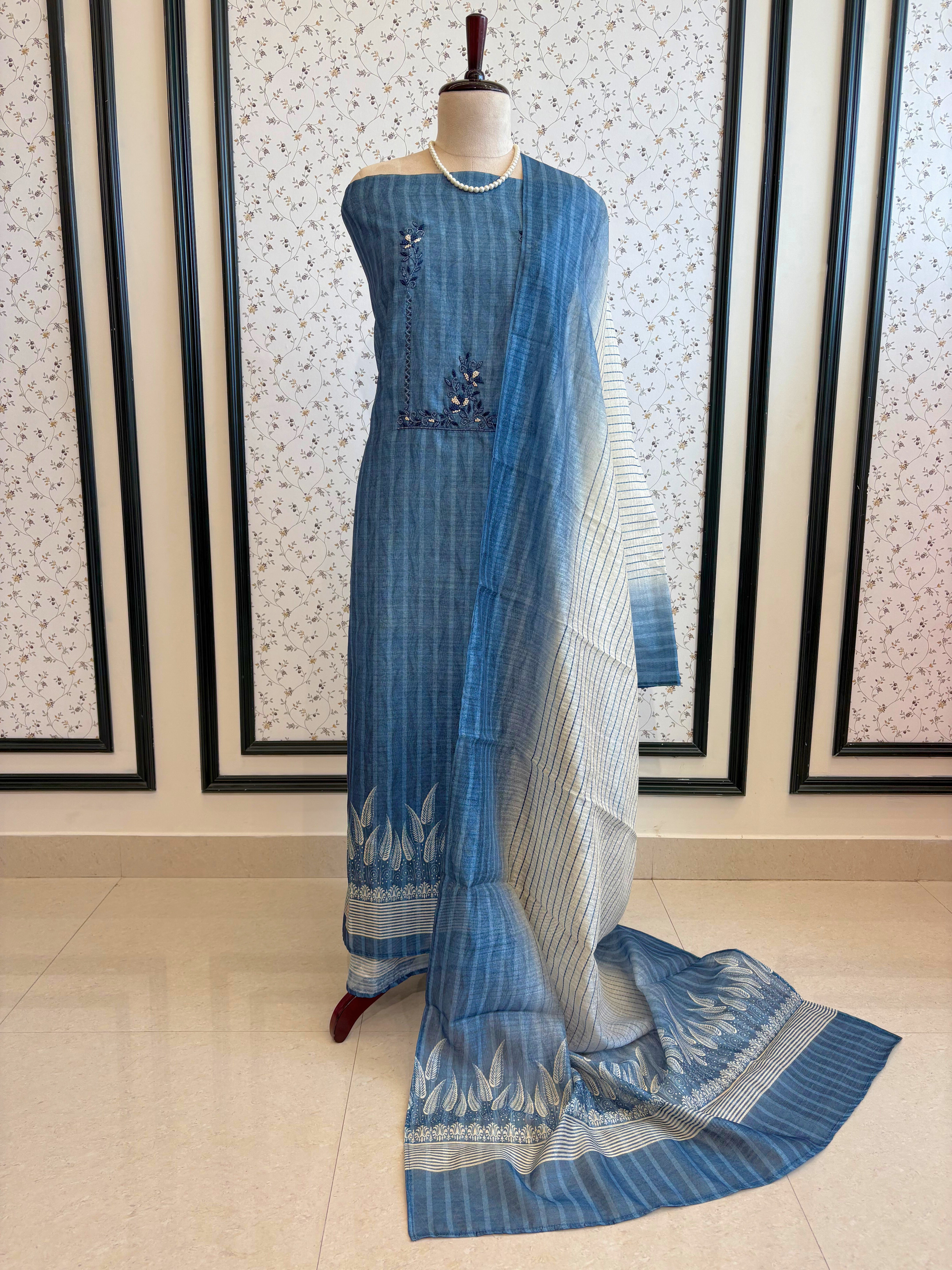 Tussar Art unstitched suit - The Zareesh