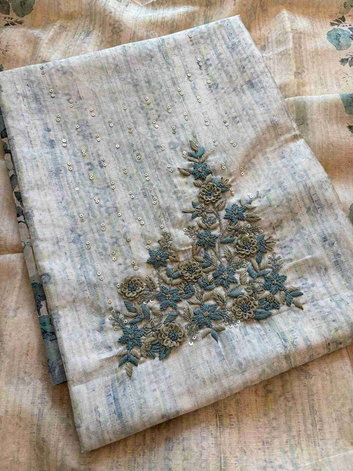 CHANDERI UNSTITCHED SUIT - THE ZAREESH