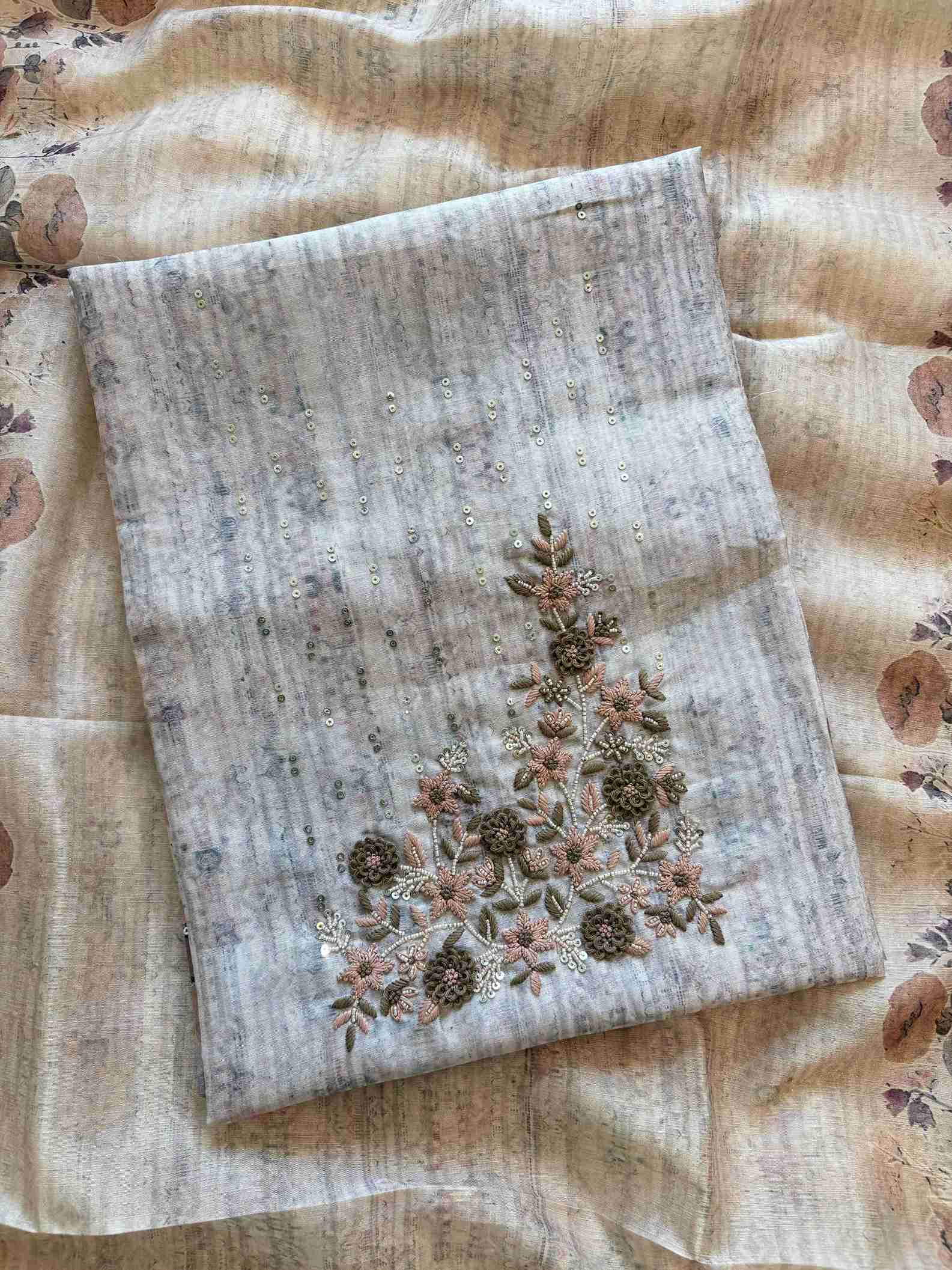 CHANDERI UNSTITCHED SUIT - THE ZAREESH