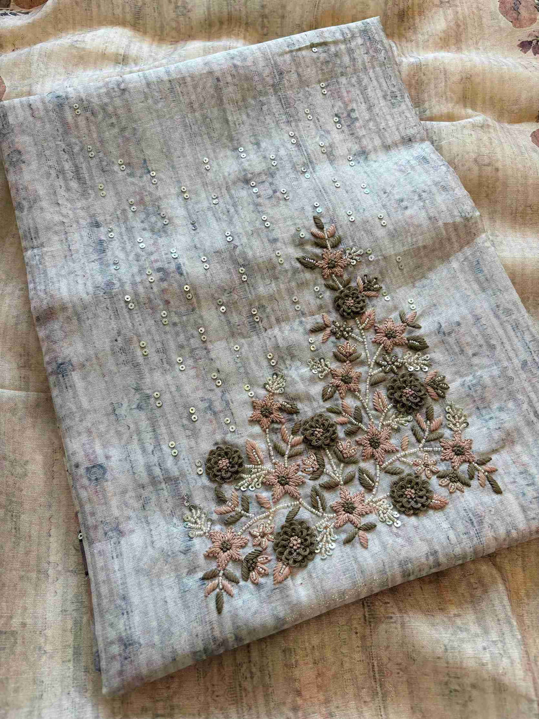 CHANDERI UNSTITCHED SUIT - THE ZAREESH