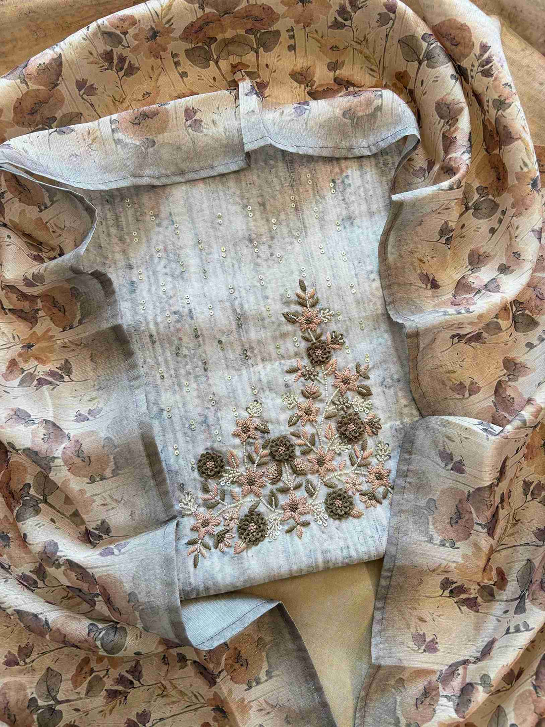 CHANDERI UNSTITCHED SUIT - THE ZAREESH