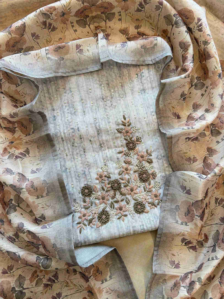 CHANDERI UNSTITCHED SUIT - THE ZAREESH