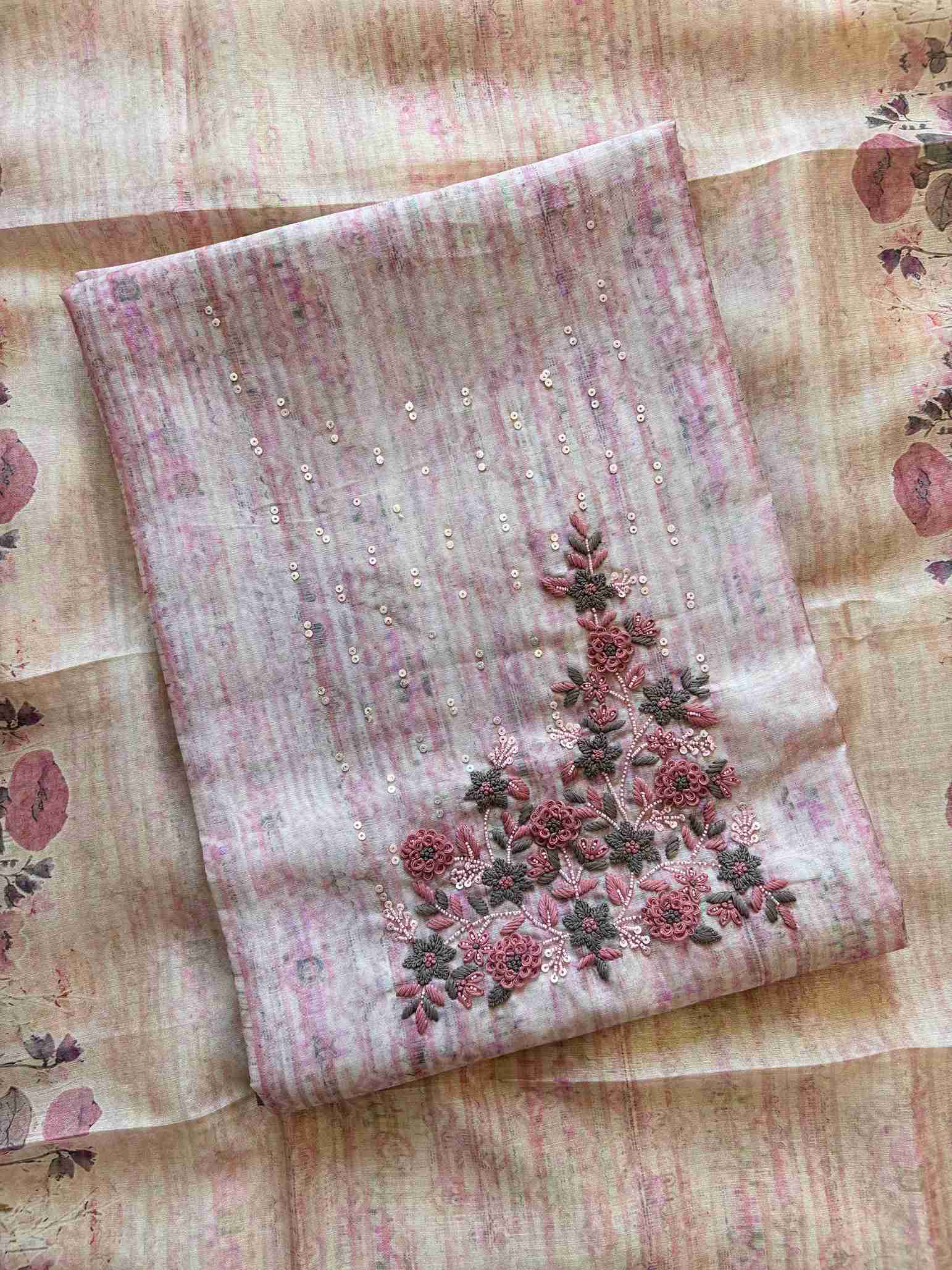 CHANDERI UNSTITCHED SUIT - THE ZAREESH