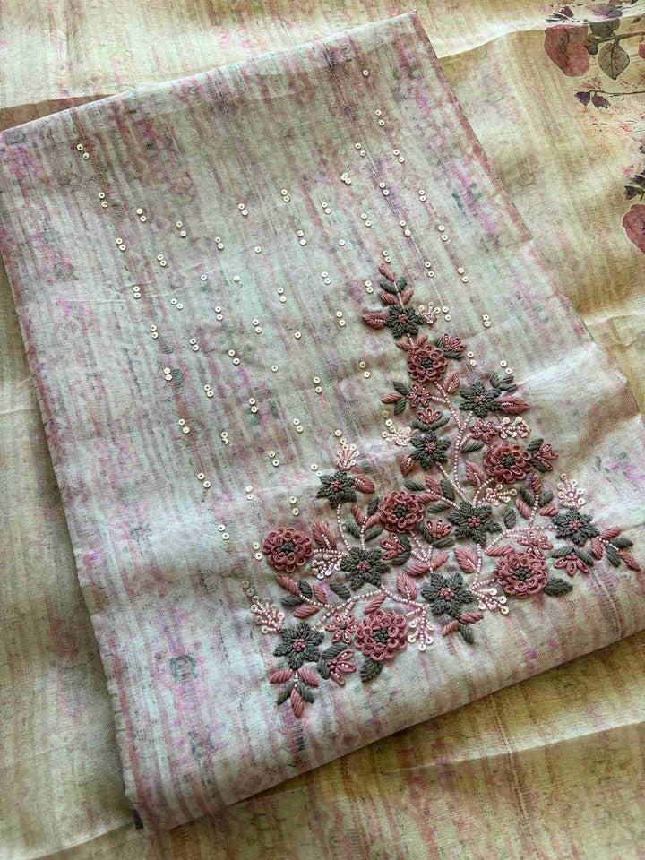 CHANDERI UNSTITCHED SUIT - THE ZAREESH