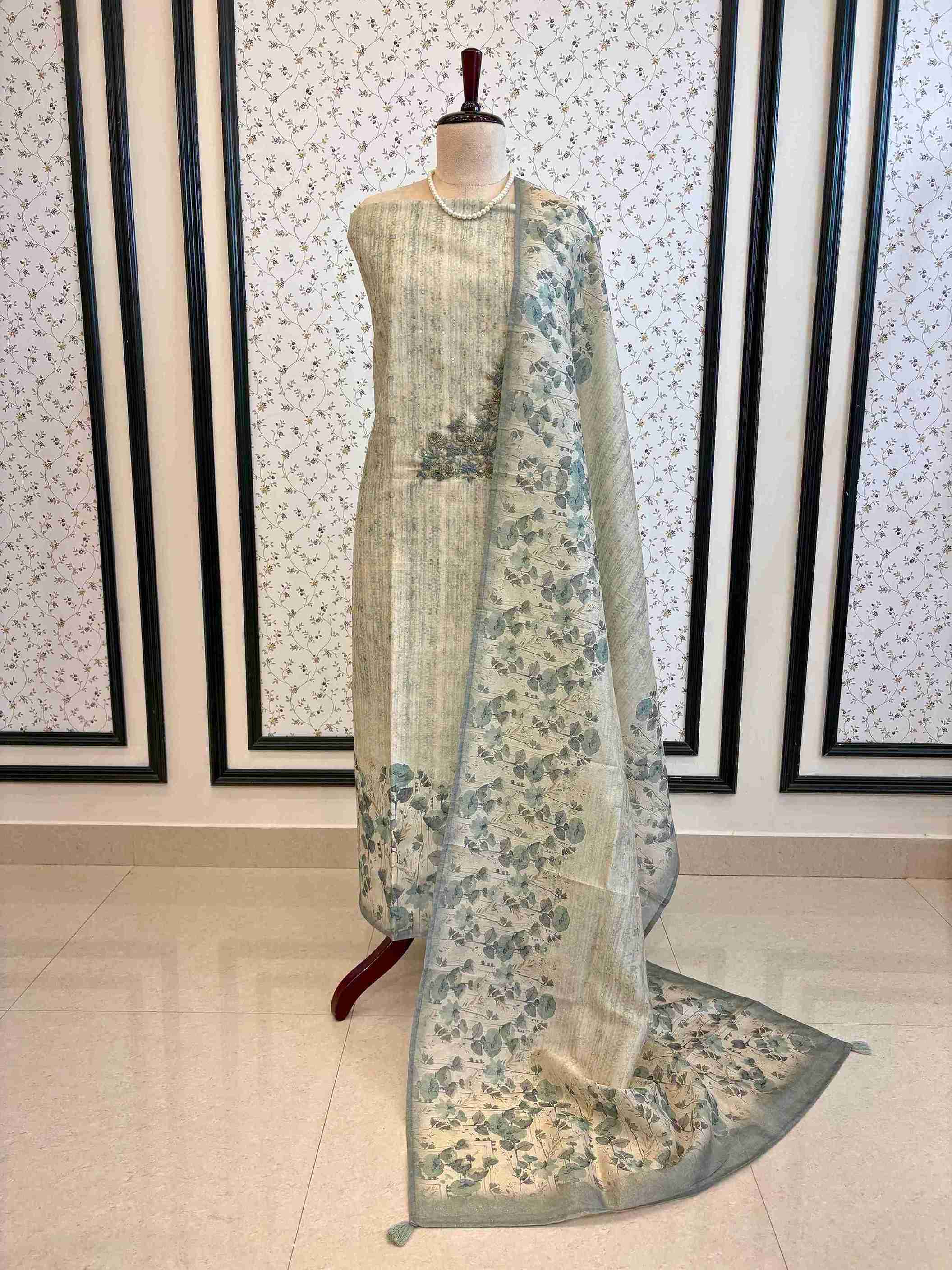 CHANDERI UNSTITCHED SUIT - THE ZAREESH