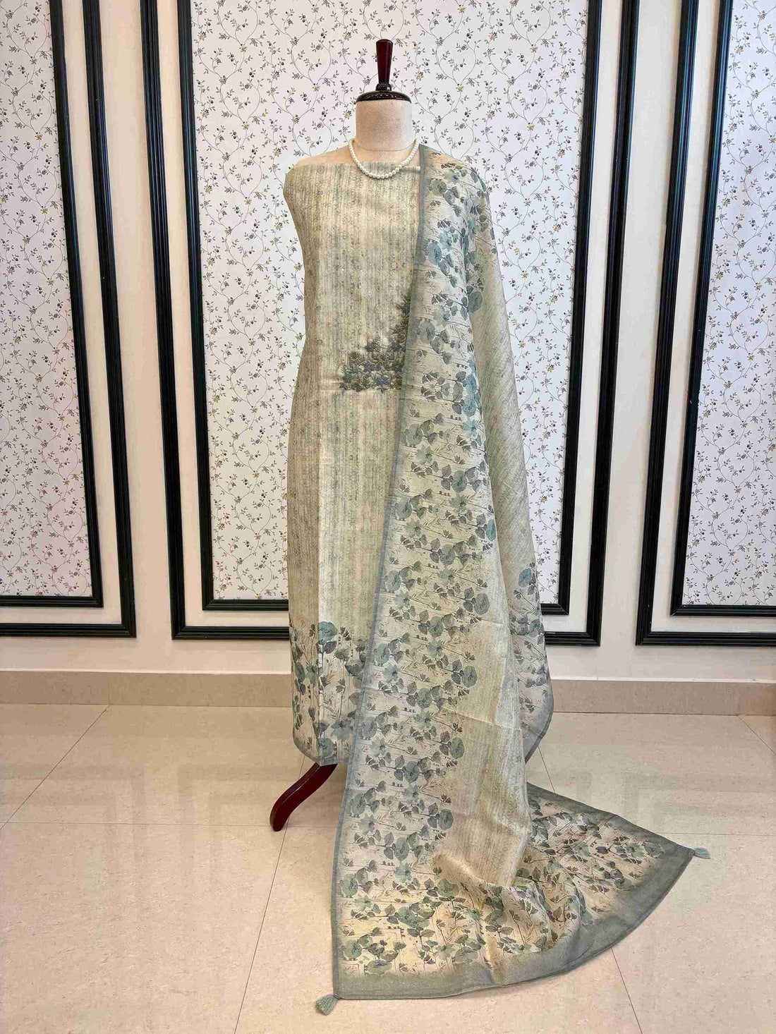 CHANDERI UNSTITCHED SUIT - THE ZAREESH