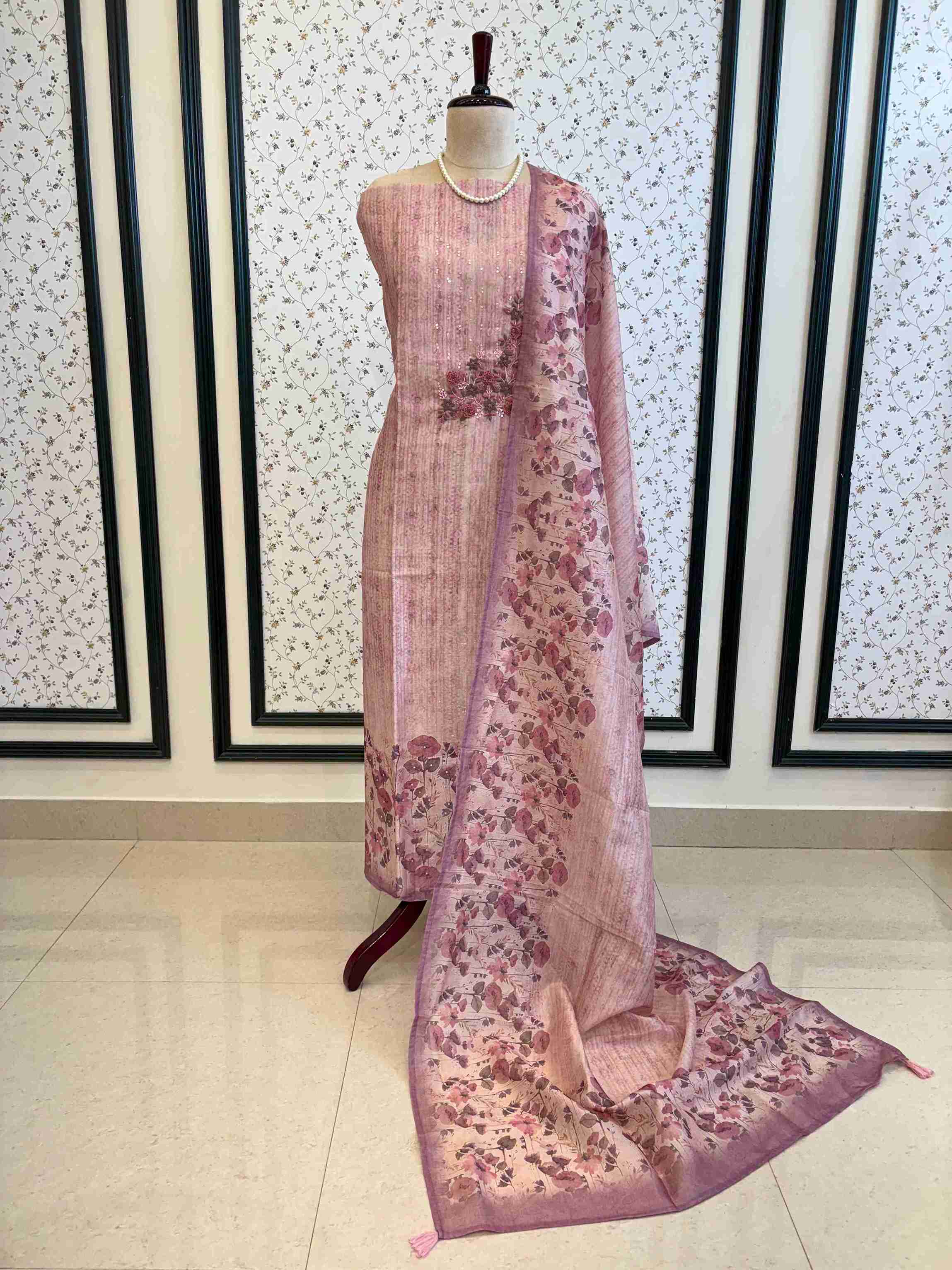 CHANDERI UNSTITCHED SUIT - THE ZAREESH