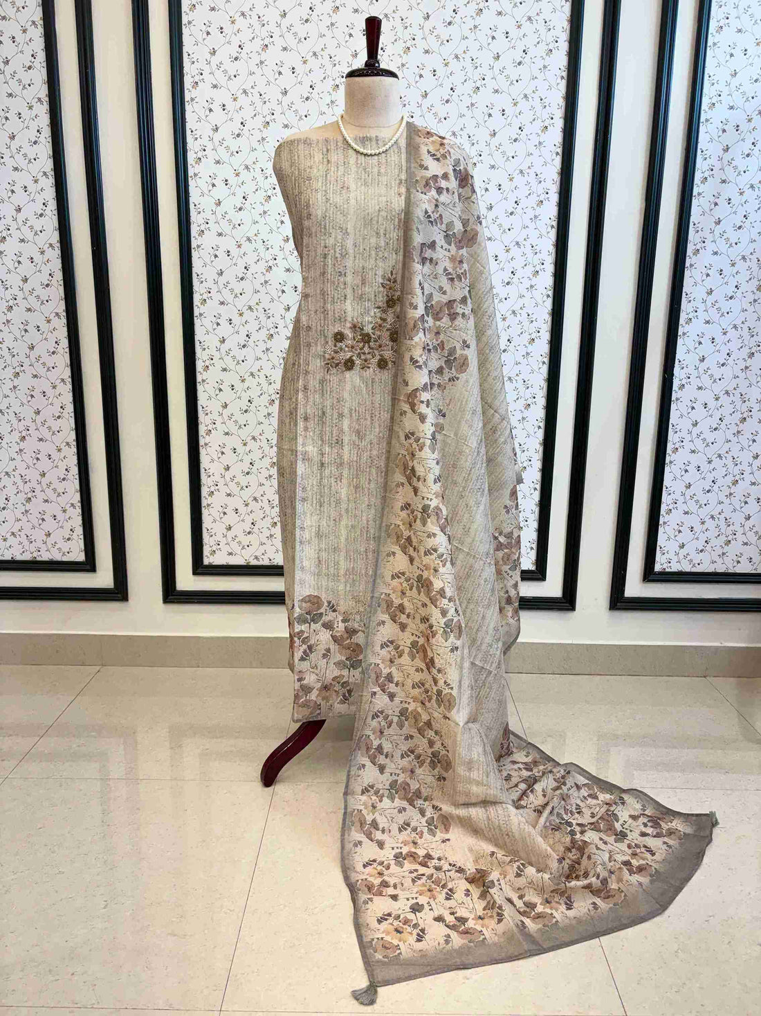 CHANDERI UNSTITCHED SUIT - THE ZAREESH