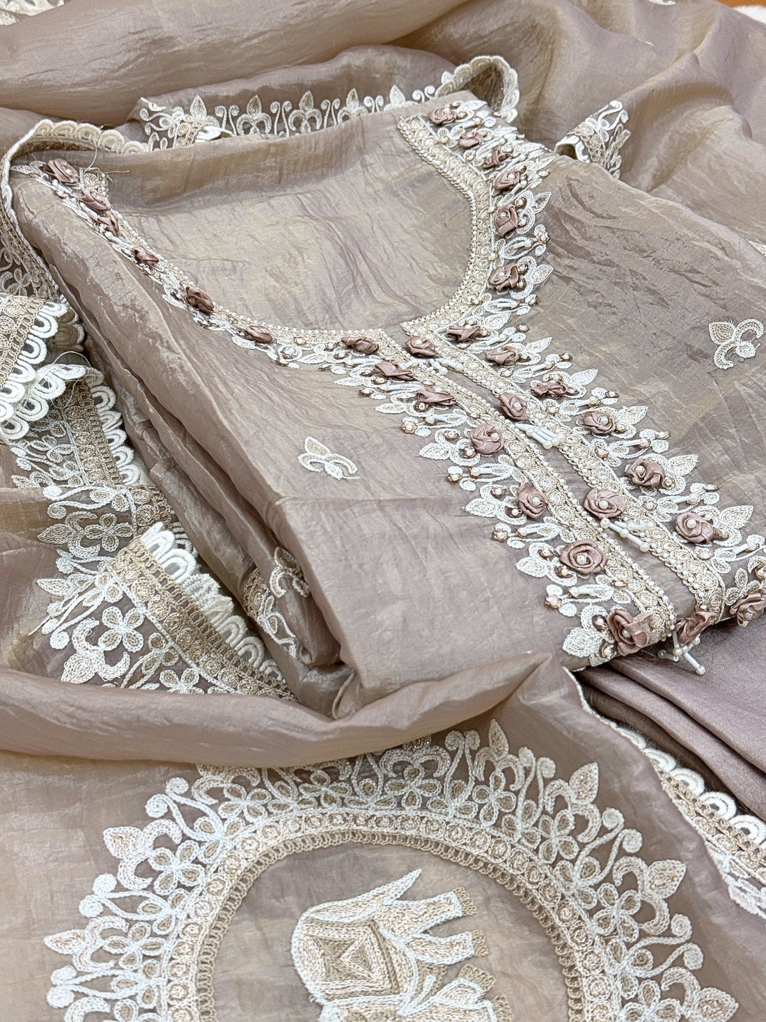 Soft Tissue Unstitched suit with Elephant motifs