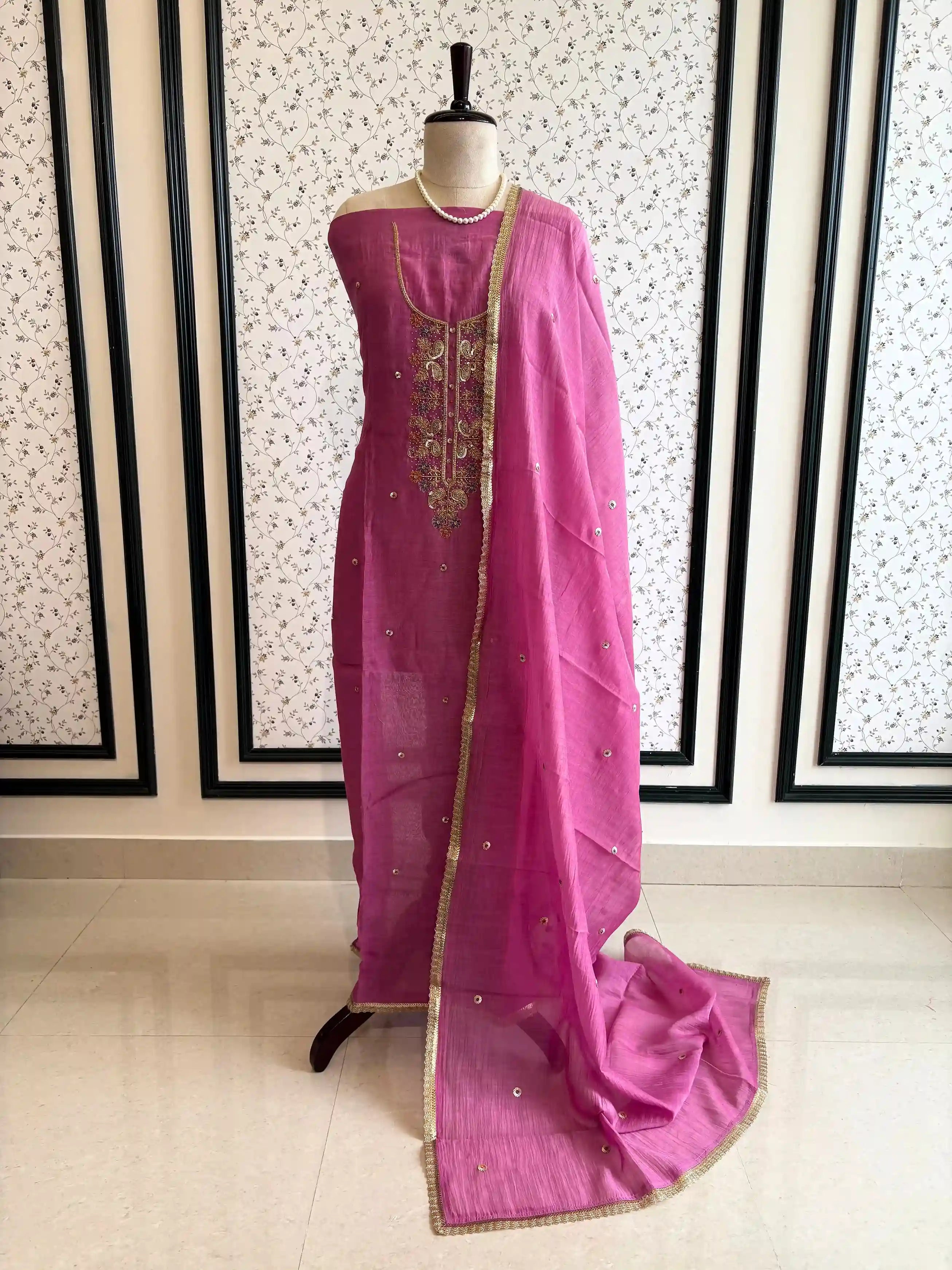 mul mul cotton unstitched suit for party wear