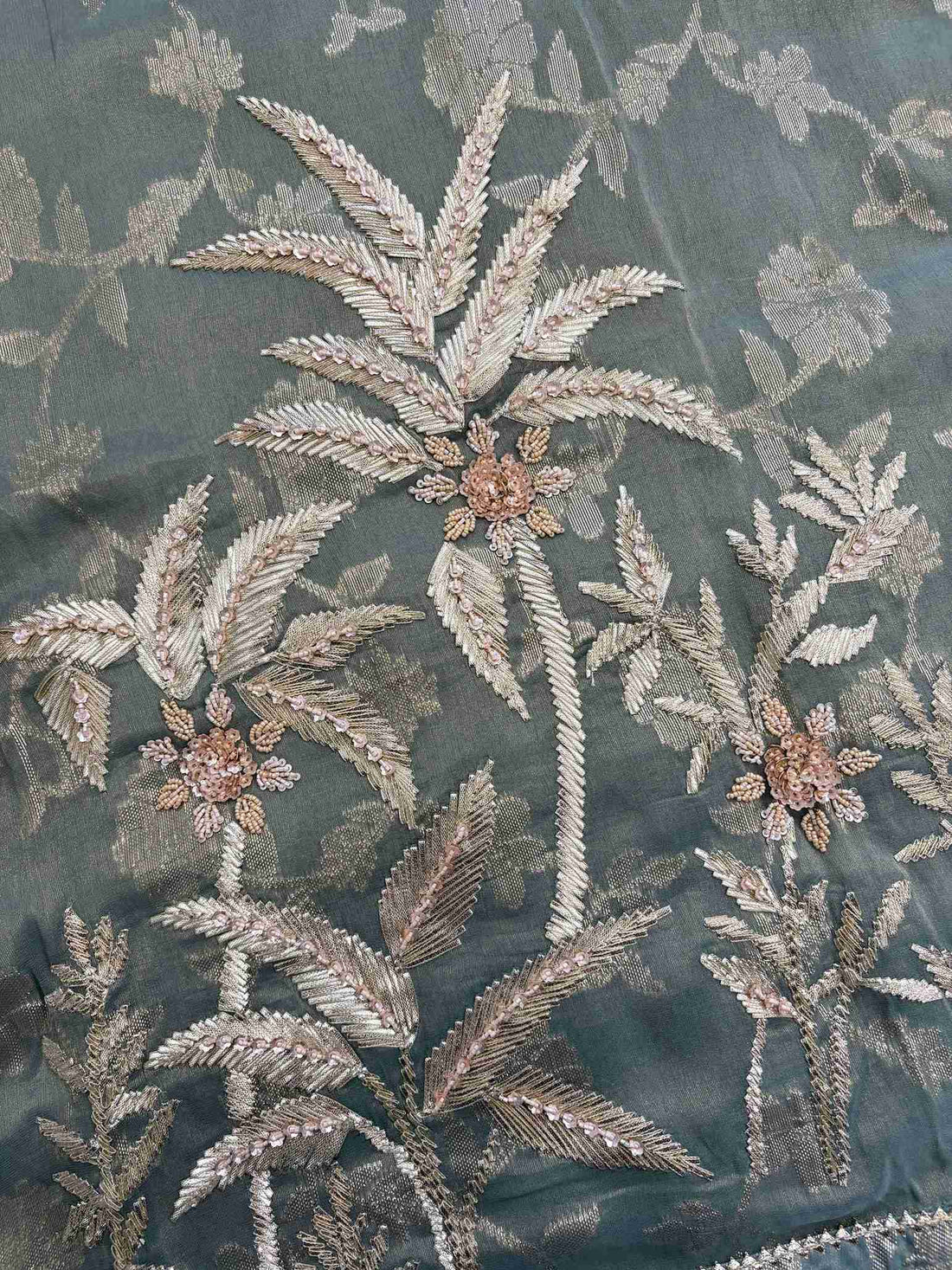 Pure Tissue Heavy Gota Lace Unstitched Suit - The Zareesh