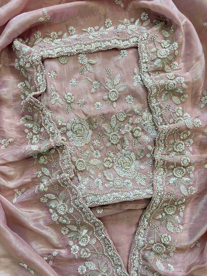 Designer Inspired Pure Soft Tissue Party and Wedding Wear Unstitched Suit