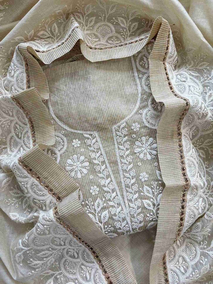Chikankari Party wear Cotton Silk Unstitched Suit - The Zareesh
