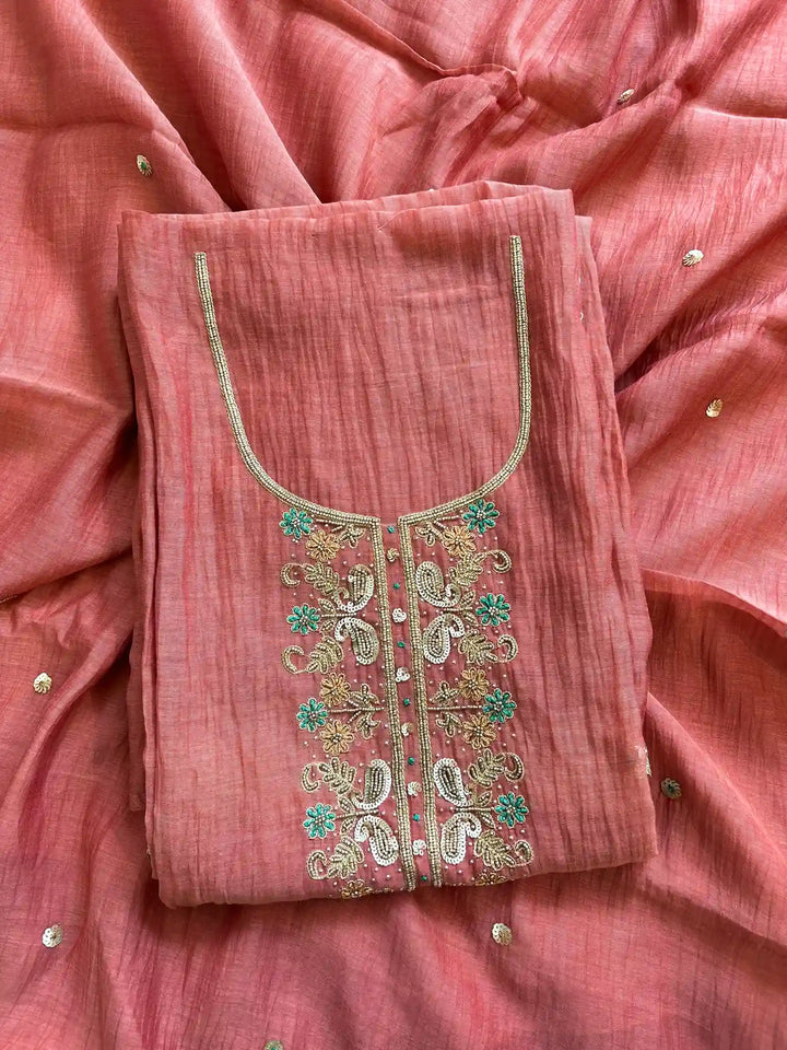 Pure mul cotton unstitched suits in party wear designs