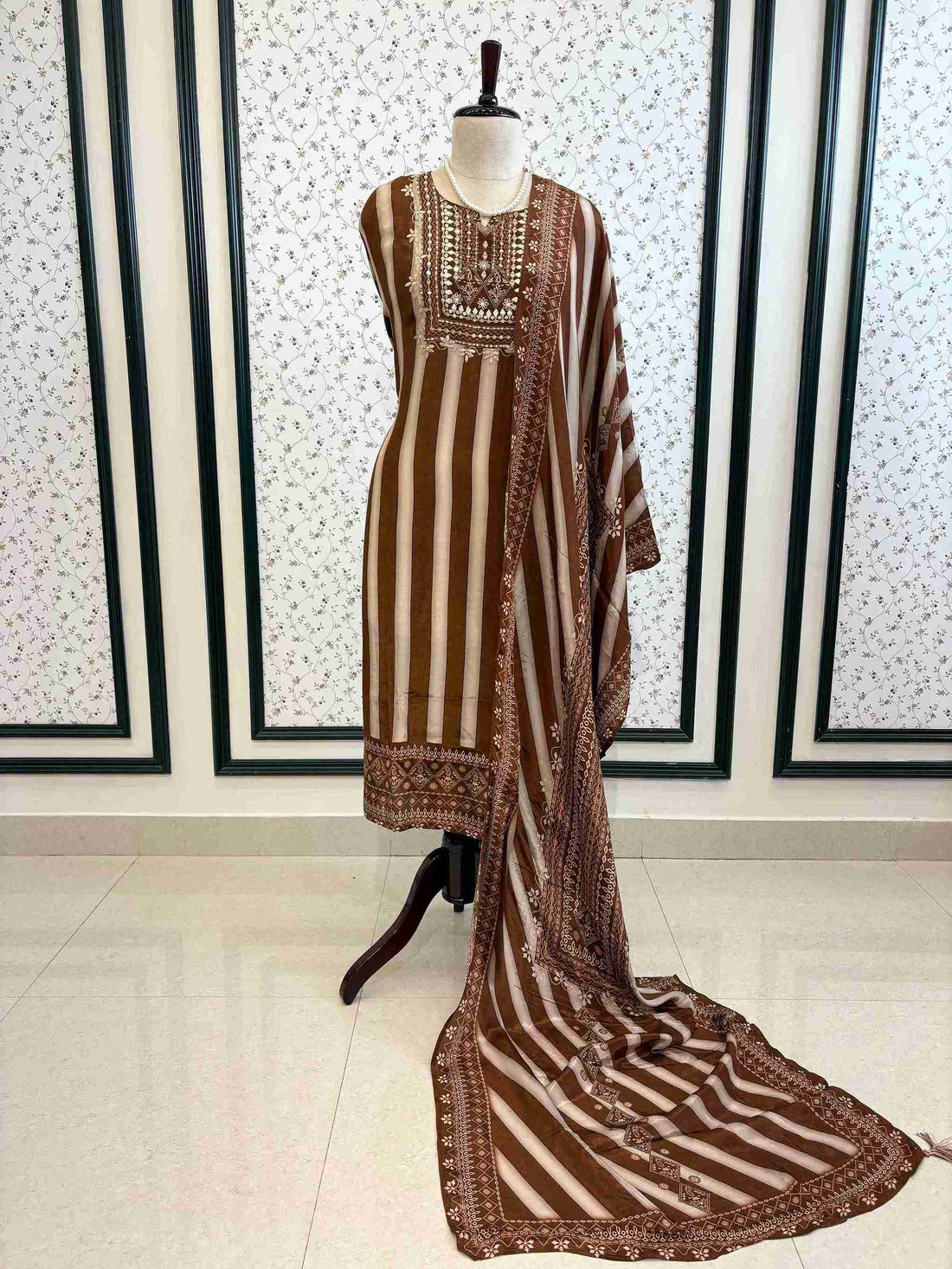 Striped Crepe Unstitched suits - The Zareesh