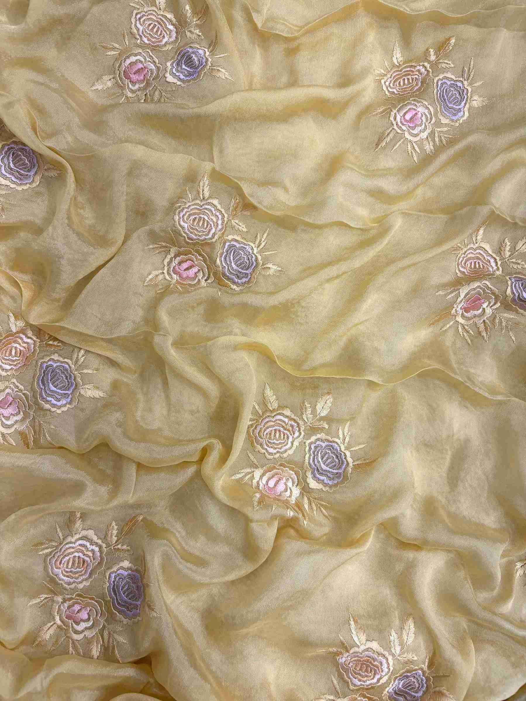 Chinnon dupatta with embroidered booties and elegant cutwork border
