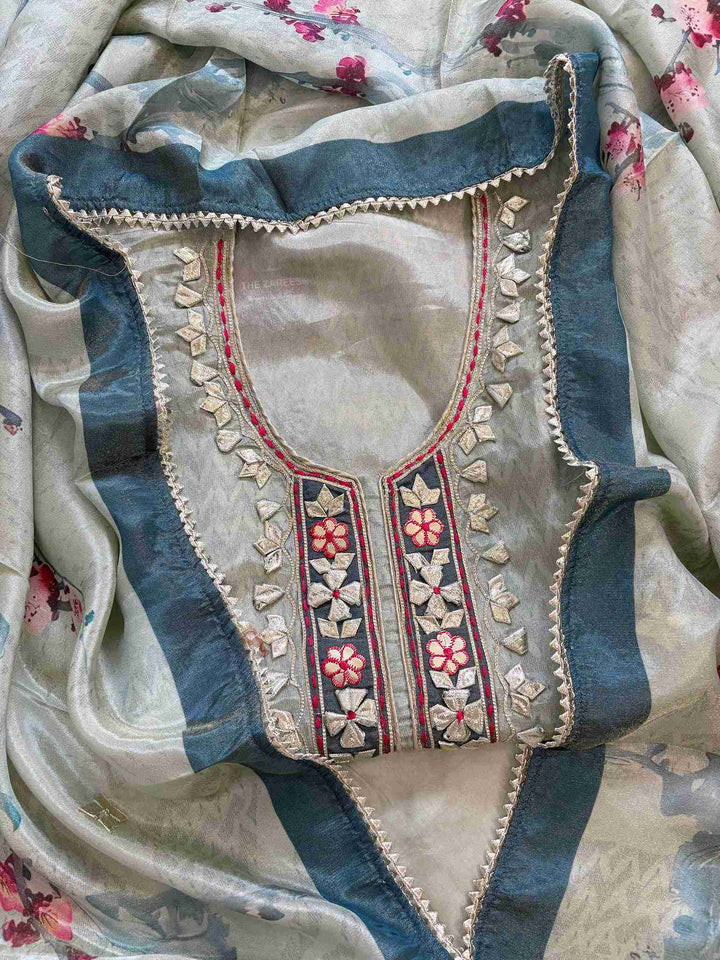 Designer gota patti unstitched suit - The Zareesh