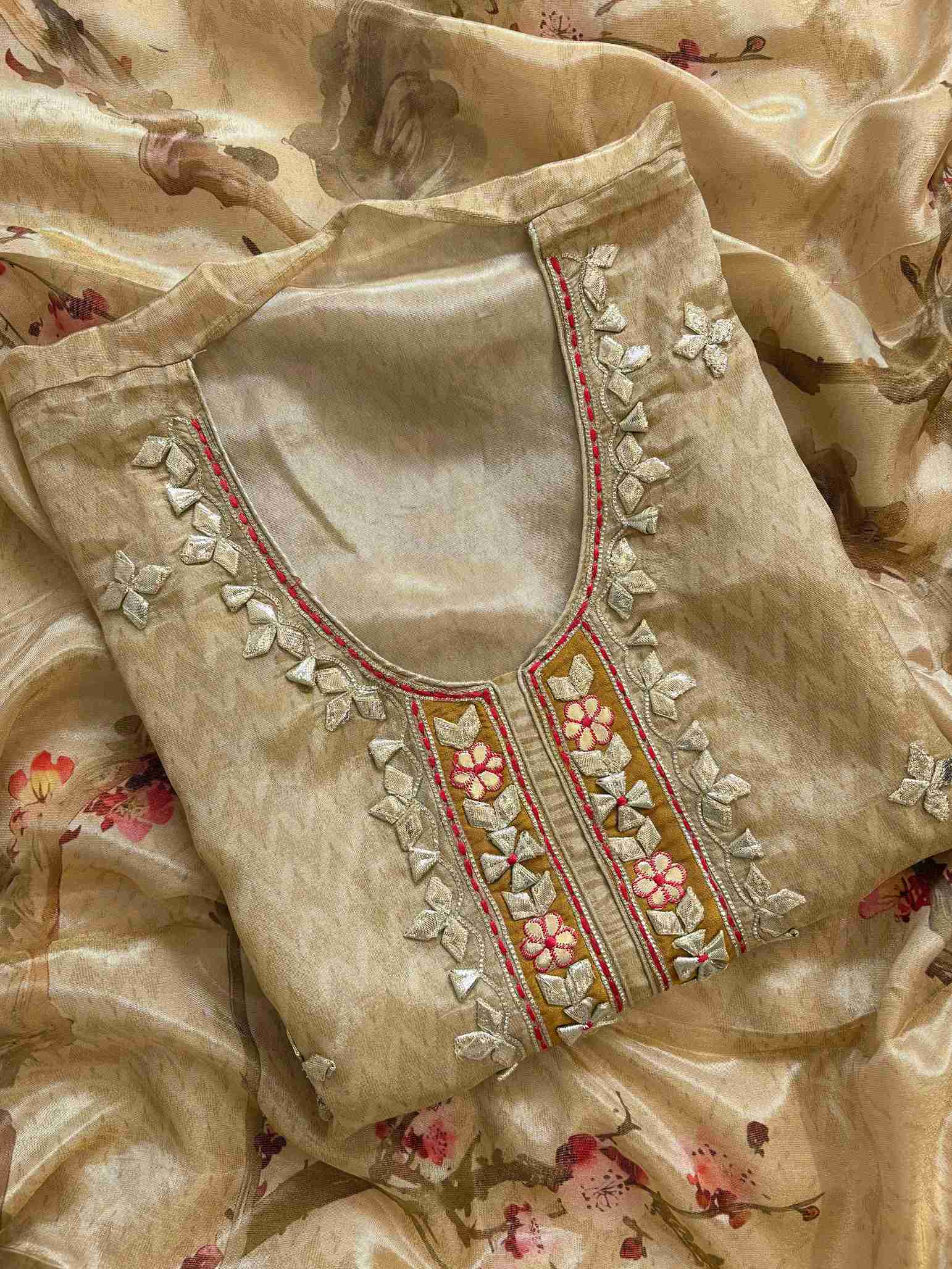 Designer gota patti unstitched suit - The Zareesh