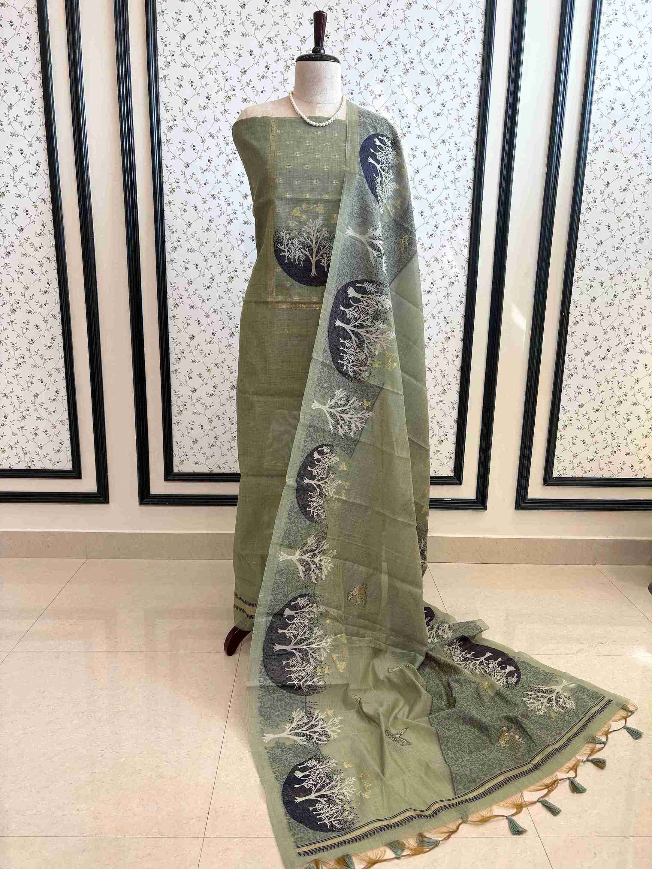 Pure linen unstitched suit for office wear