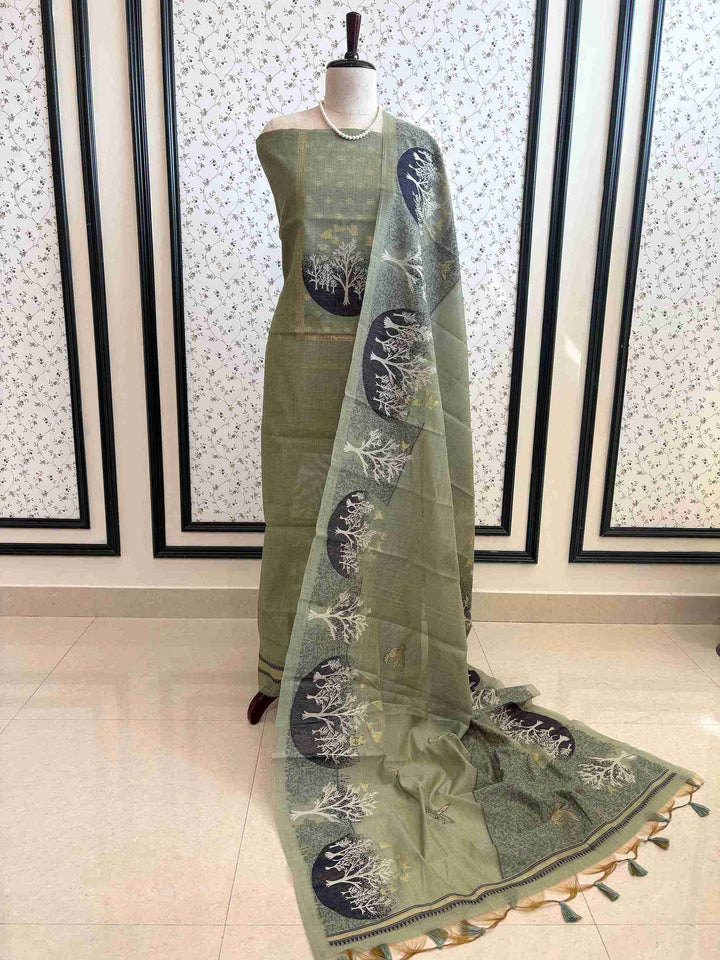 Pure linen unstitched suit for office wear