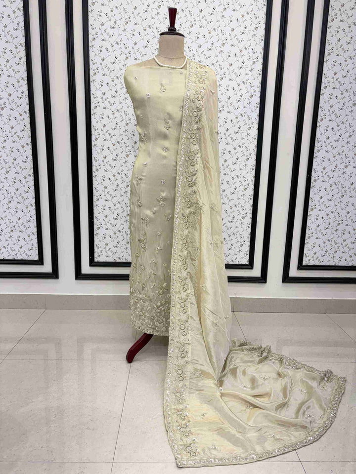 Designer Inspired Pure Soft Tissue Party and Wedding Wear Unstitched Suit