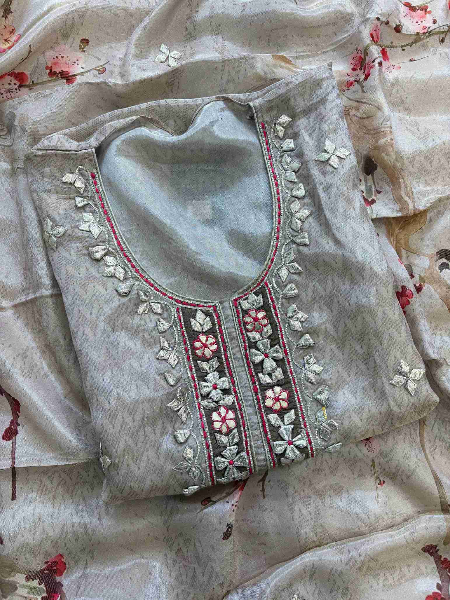 Designer gota patti unstitched suit - The Zareesh