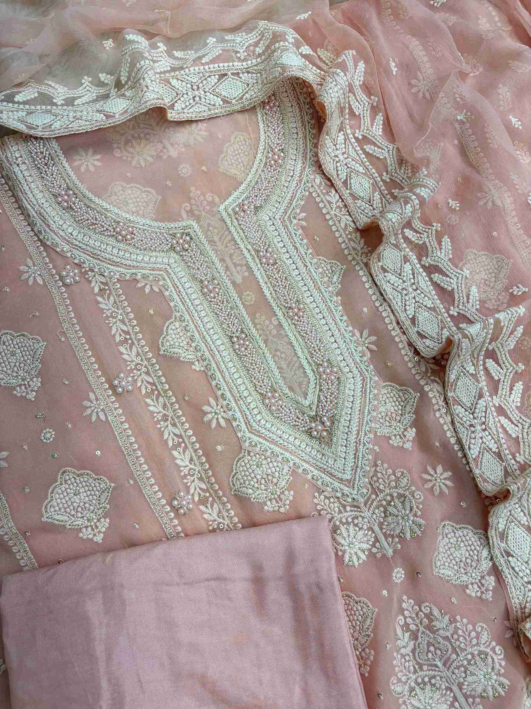Baby Pink cotton silk bottom fabric for unstitched suit set