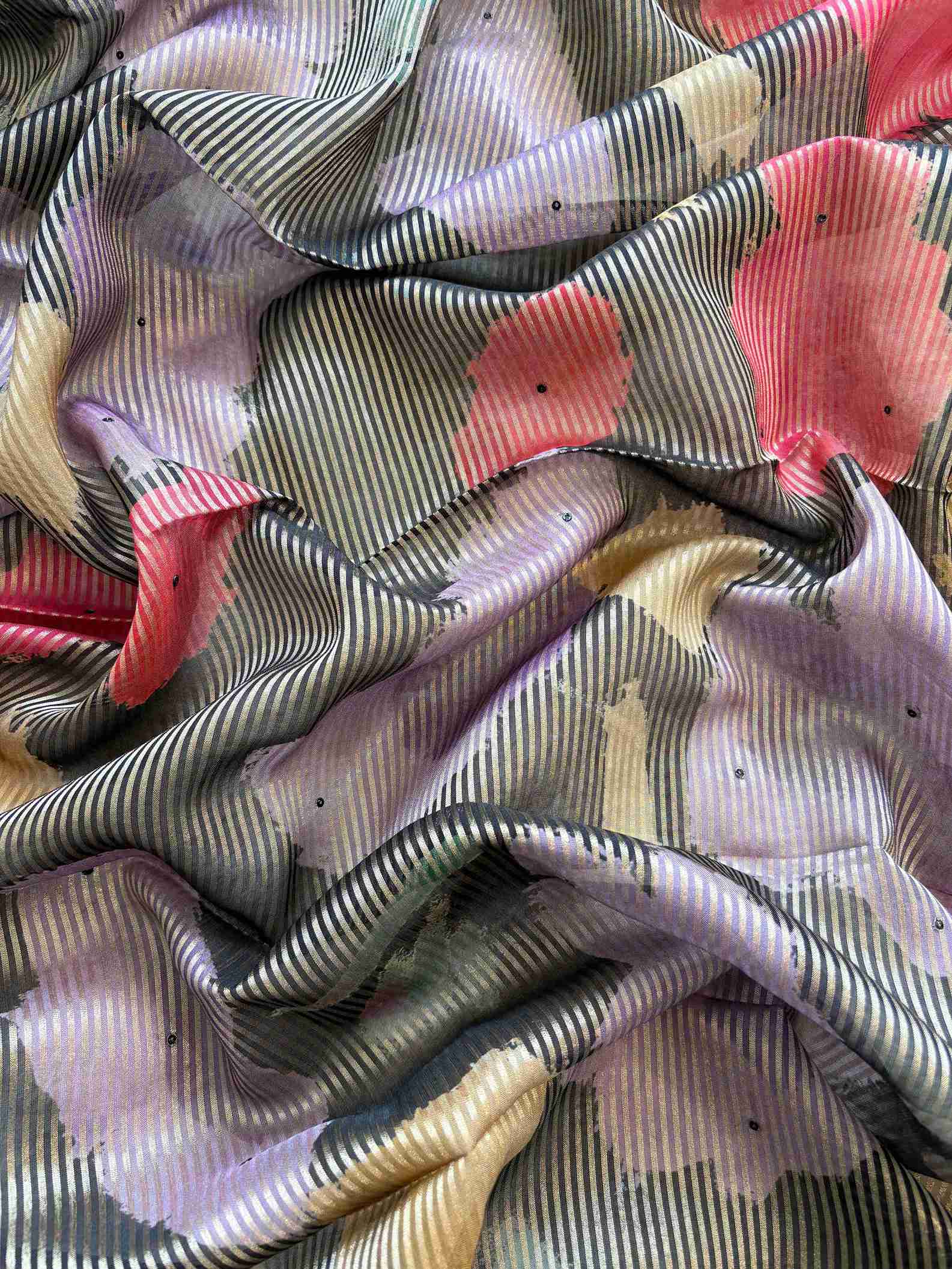 Soft Organza unstitched suit with neck patti design - The Zareesh