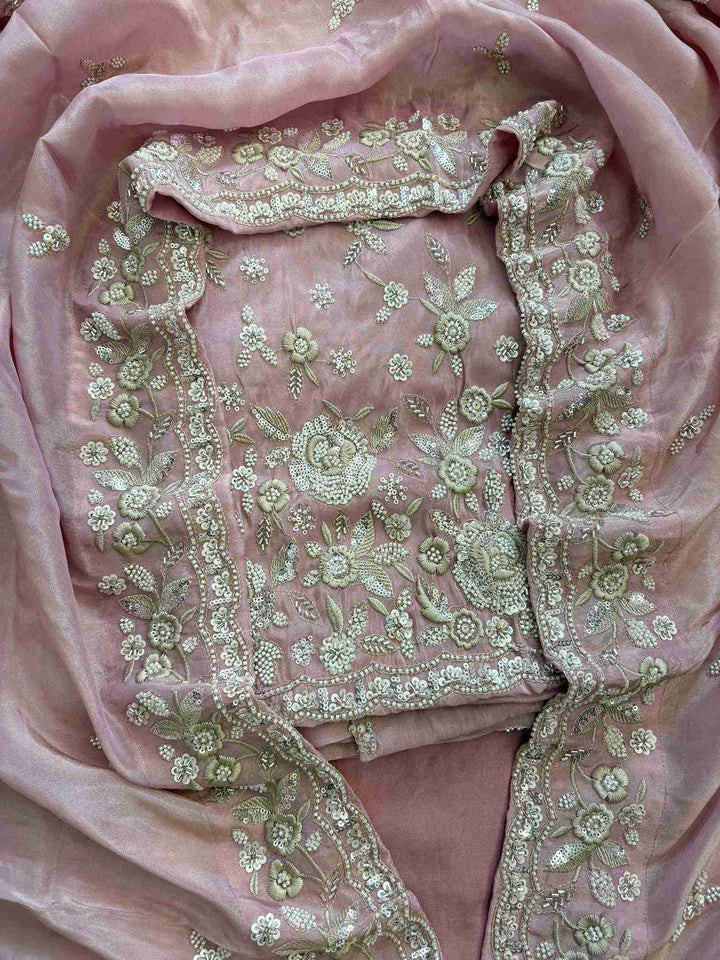 Designer Inspired Pure Soft Tissue Party and Wedding Wear Unstitched Suit