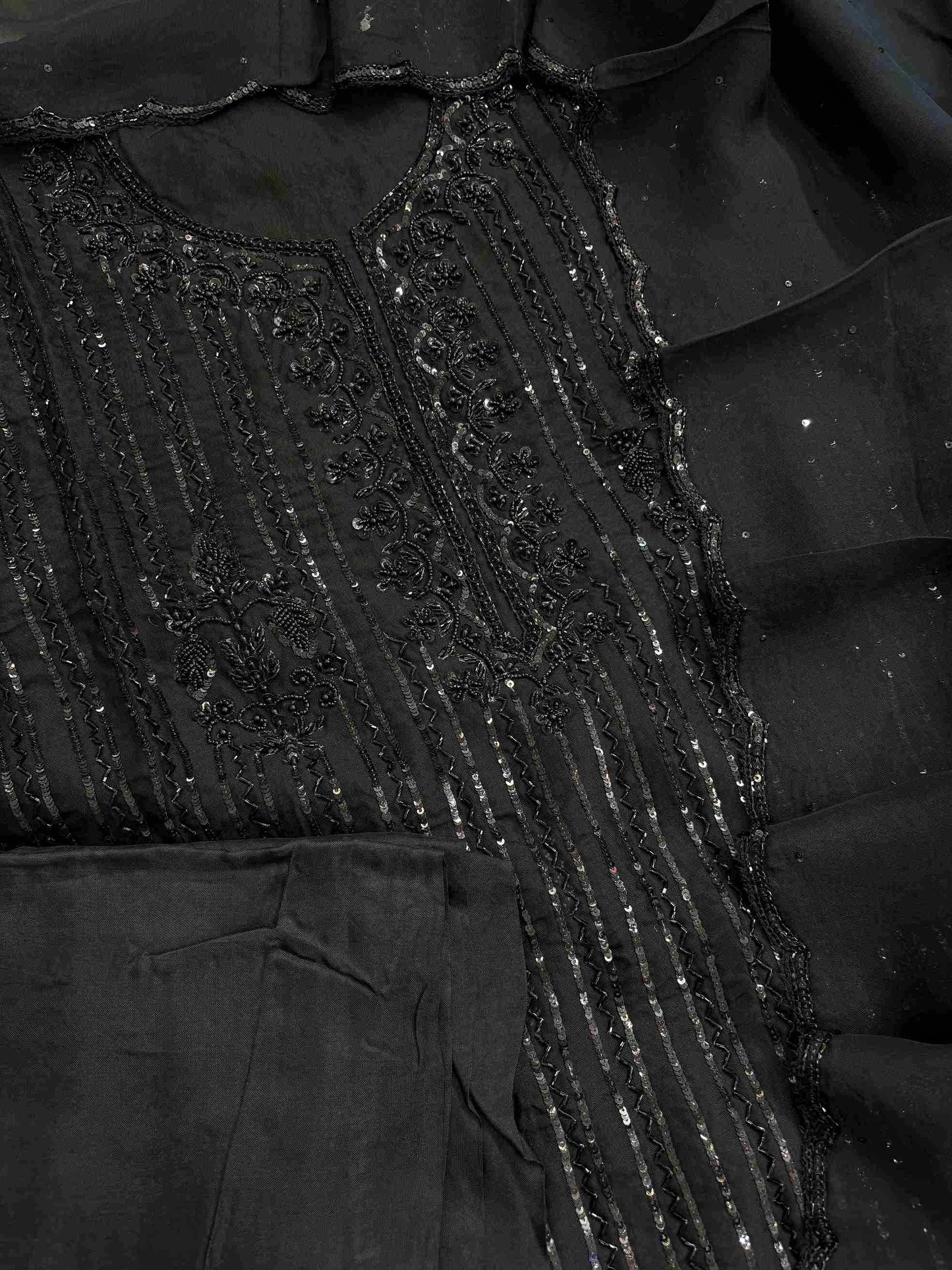 Black opada silk bottom fabric for unstitched suit set
