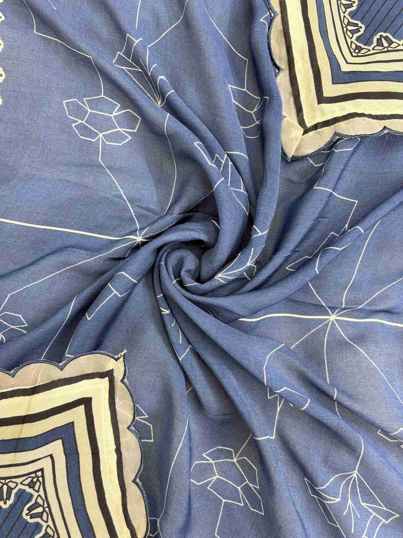 Pure modal digitally printed dupatta with coordinated blue and grey patterns