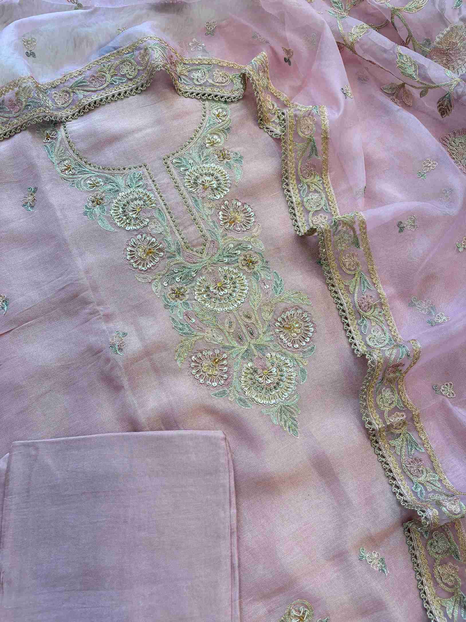 Solid blush pink opada silk bottom fabric