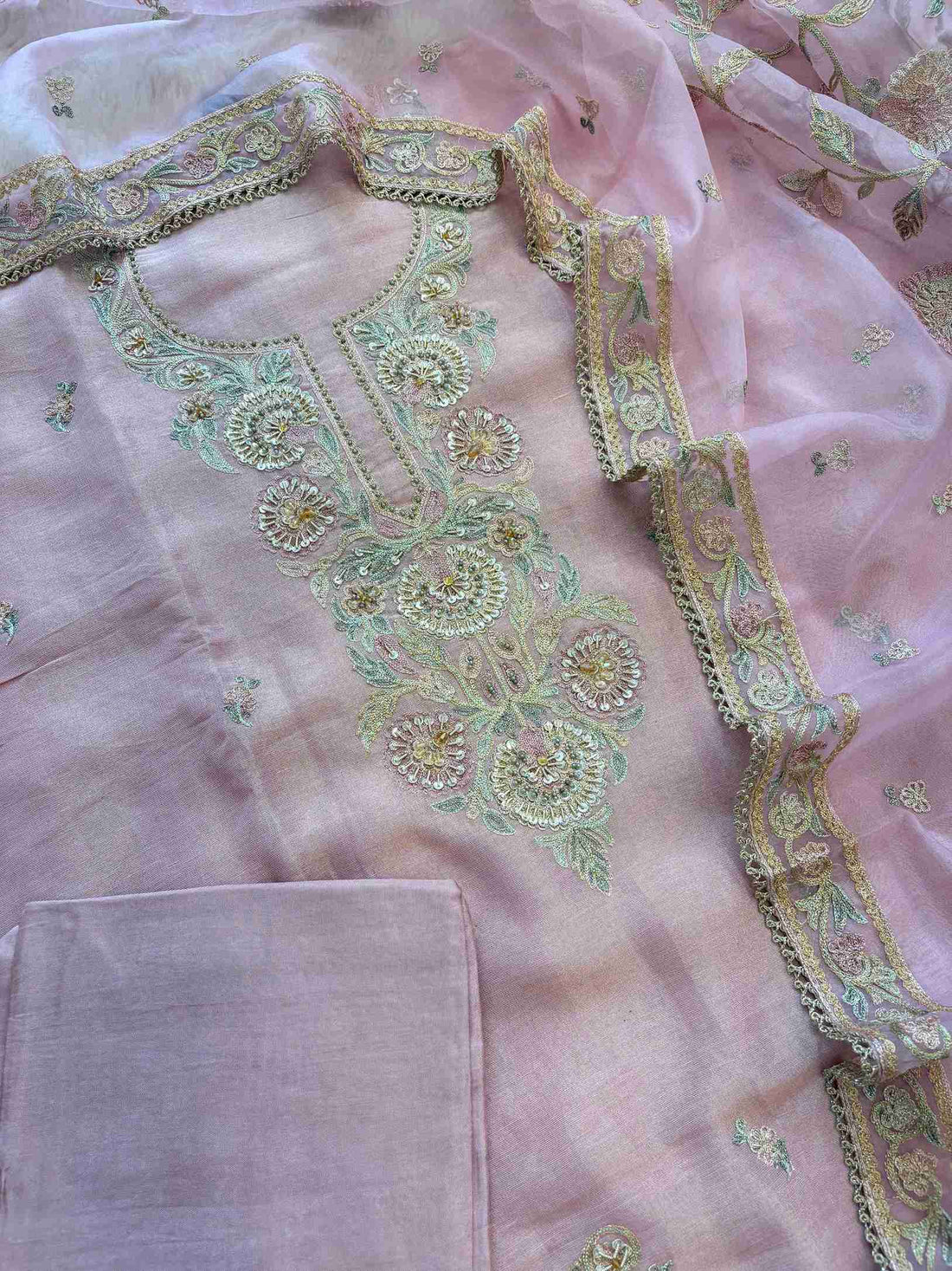 Solid blush pink opada silk bottom fabric