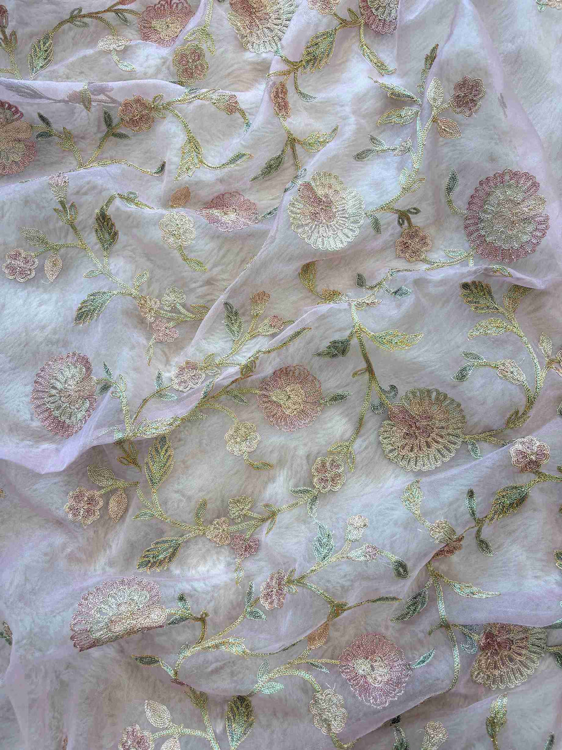Organza dupatta with coordinated floral embroidery
